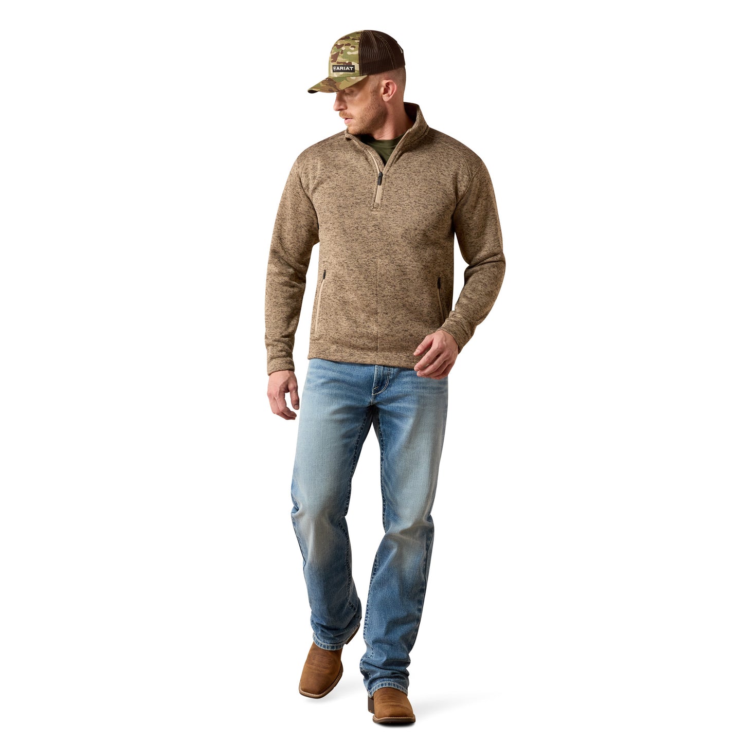 Ariat Men's Caldwell Savannah Tan 1/4 Zip Sweater 10079435