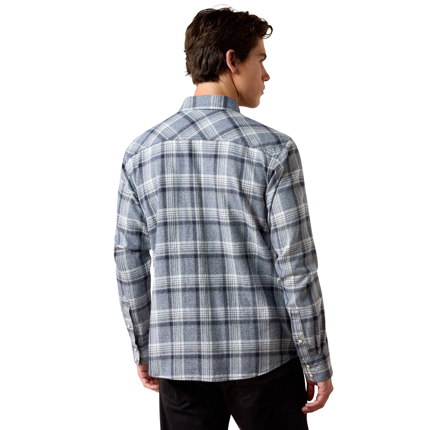 Ariat Men's Retro Harish Sargasso Sea Plaid Fitted Snap Shirt 10079438