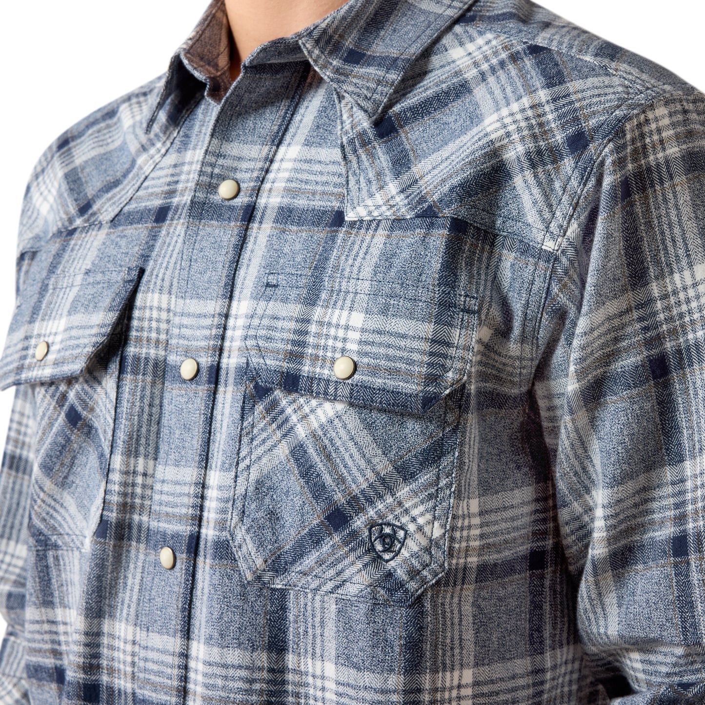 Ariat Men's Retro Harish Sargasso Sea Plaid Fitted Snap Shirt 10079438