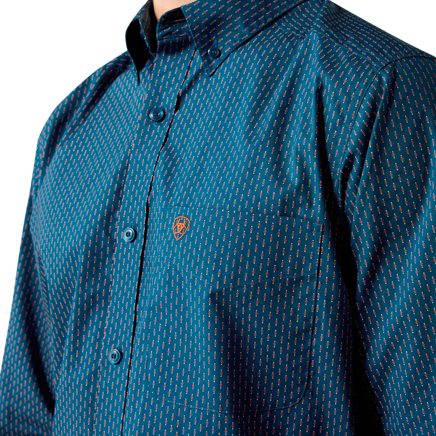 Ariat Men's Claude Sailor Blue Mirco Geometric Fitted Shirt 10079444