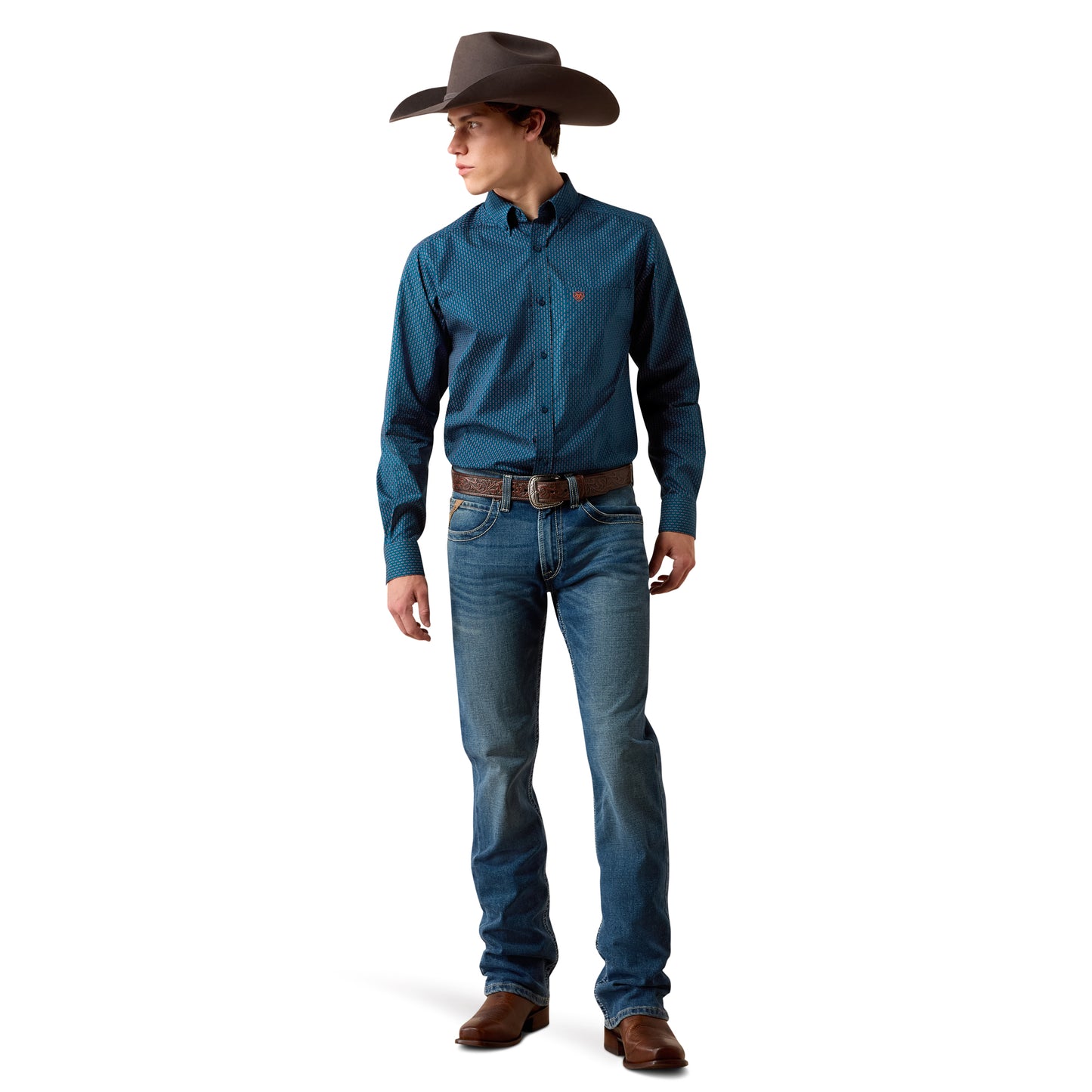 Ariat Men's Claude Sailor Blue Mirco Geometric Fitted Shirt 10079444