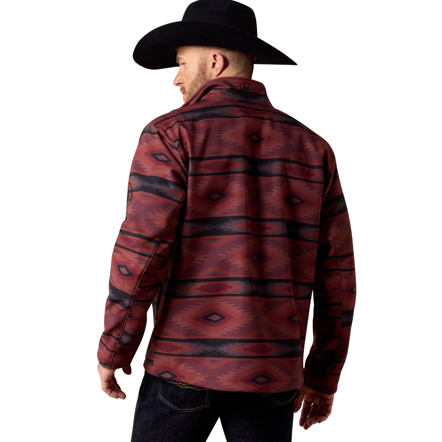 Ariat Men's Logo Red Mahogany Southwest Print Softshell Jacket 10079455