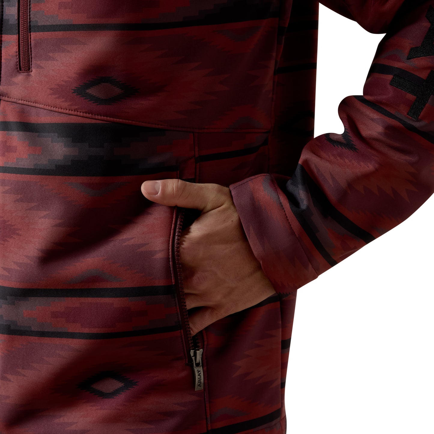 Ariat Men's Logo Red Mahogany Southwest Print Softshell Jacket 10079455