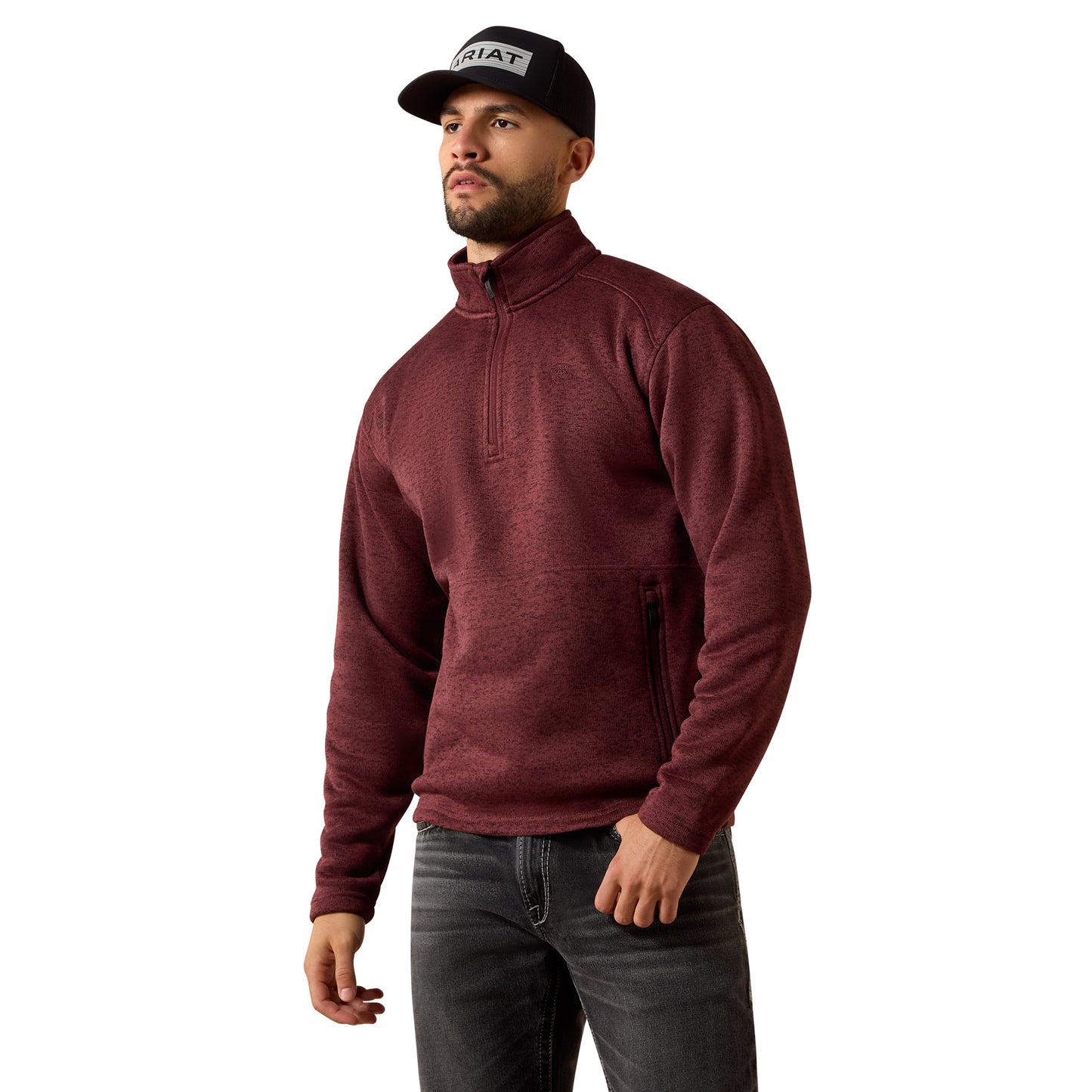 Ariat Men's Caldwell Red Mahogany 1/4 Zip Sweater 10079456