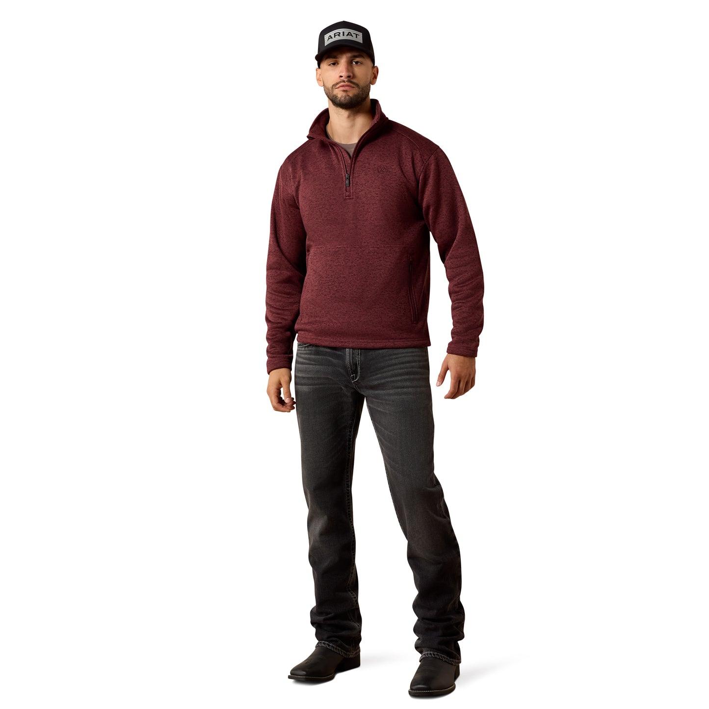Ariat Men's Caldwell Red Mahogany 1/4 Zip Sweater 10079456