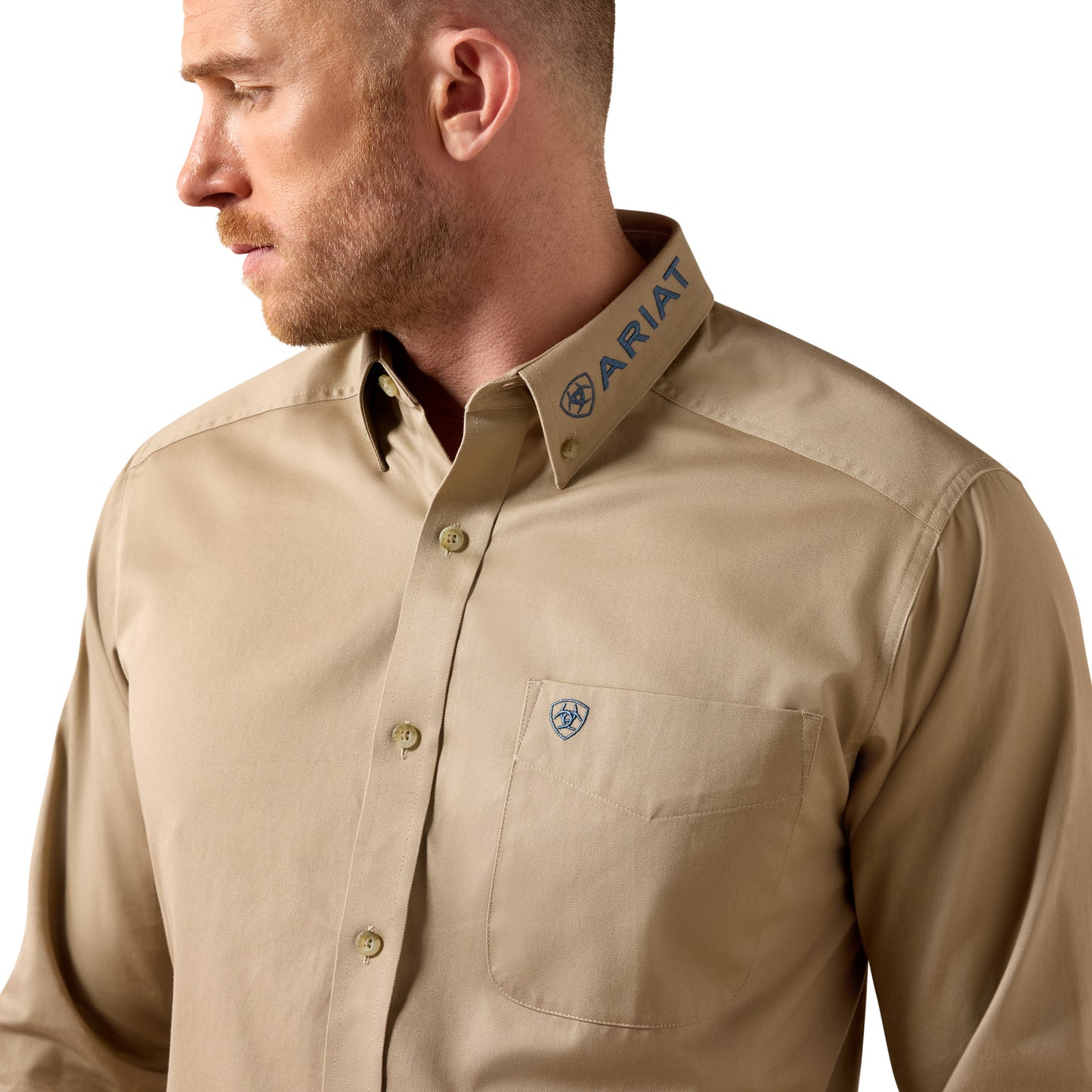 Ariat Men's Team Logo Twill Savannah Tan Classic Fit Shirt 10079478
