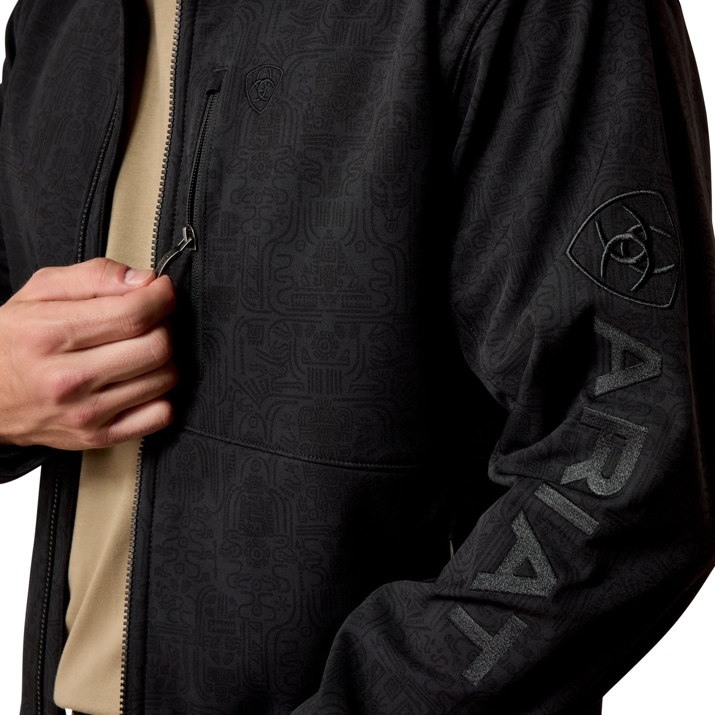 Ariat Men's Logo Black Mexico Emboss Print Softshell Jacket 10079490