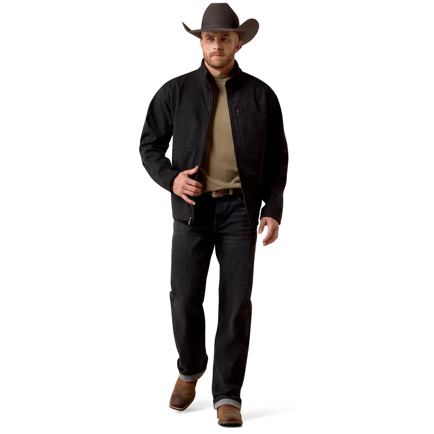 Ariat Men's Logo Black Mexico Emboss Print Softshell Jacket 10079490