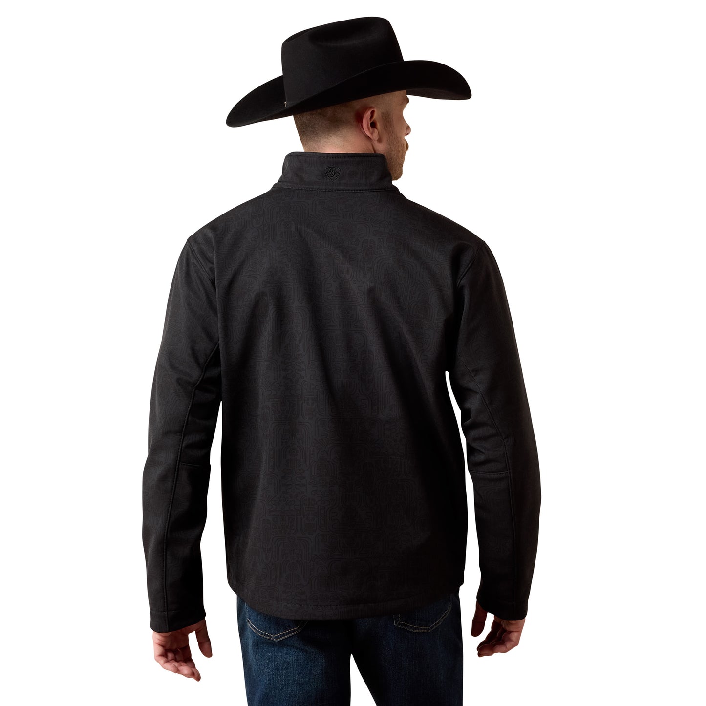Ariat Men's Chest Logo Black Mexico Print Softshell Jacket 10079491