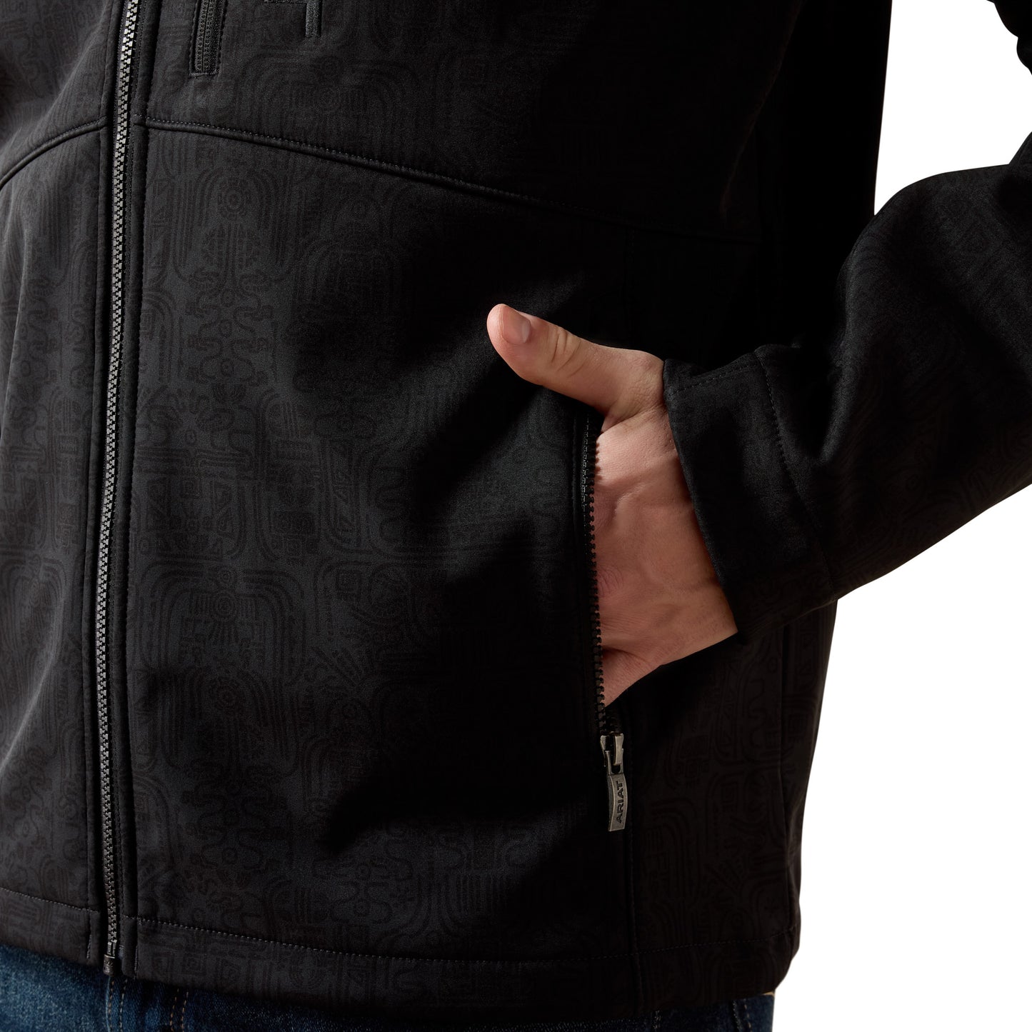 Ariat Men's Chest Logo Black Mexico Print Softshell Jacket 10079491