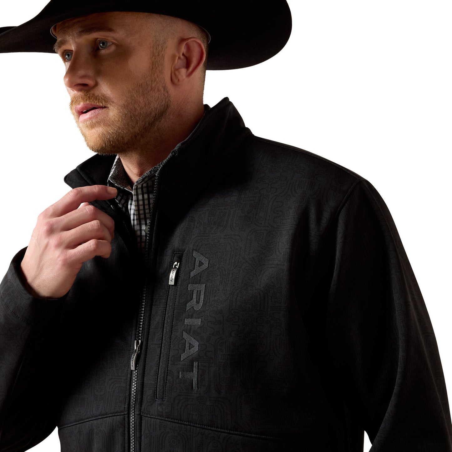 Ariat Men's Chest Logo Black Mexico Print Softshell Jacket 10079491