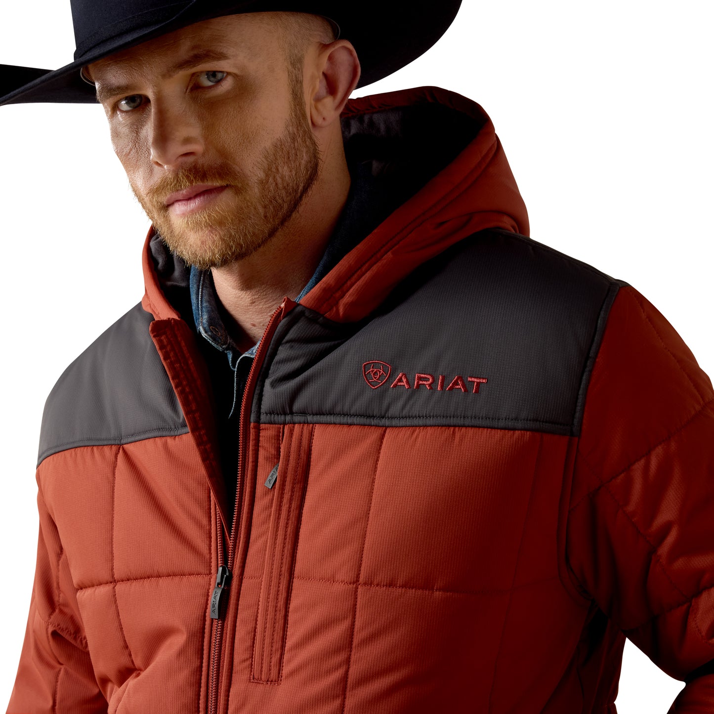 Ariat Men's Crius Hooded Burnt Henna & Phantom Insulated Jacket 10079513