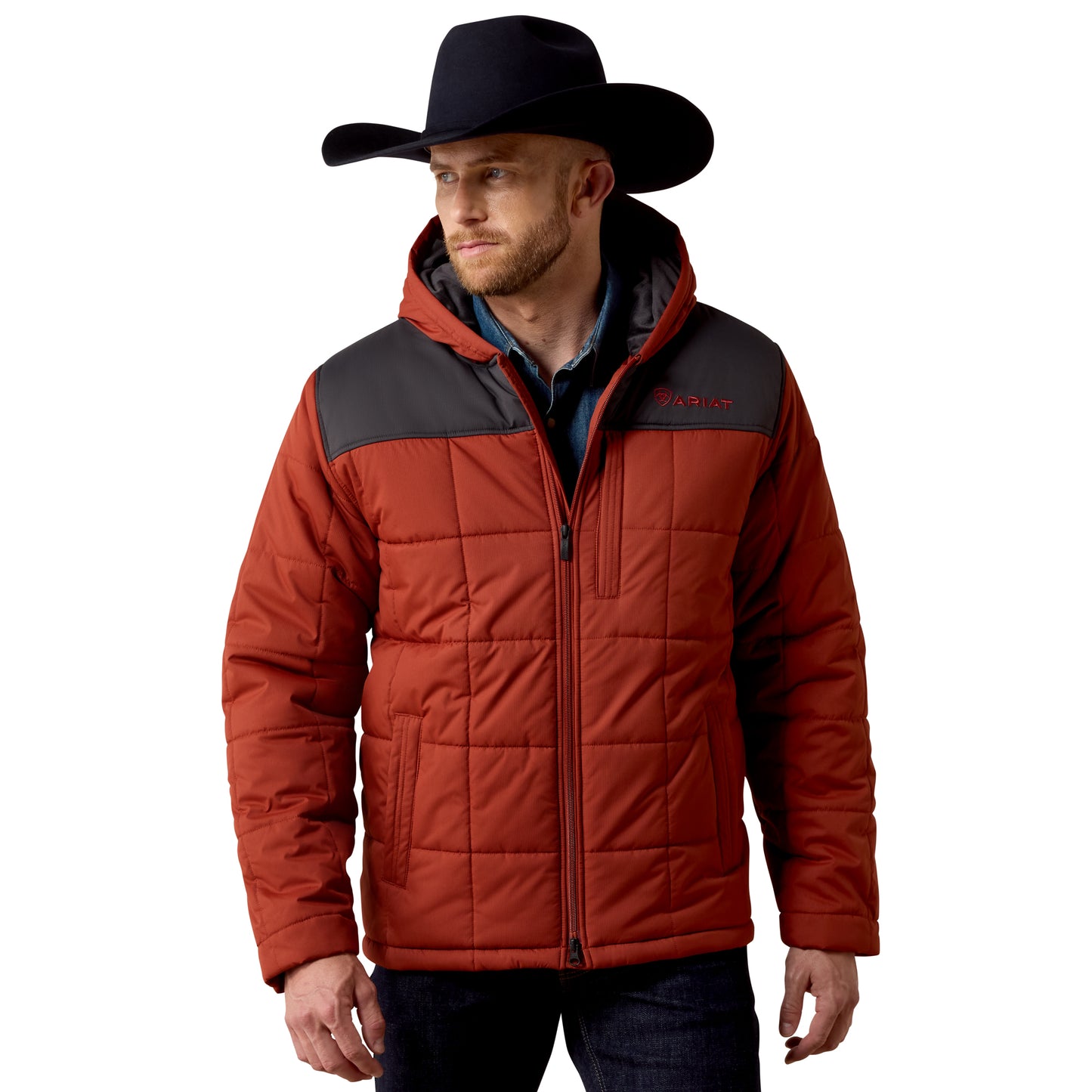 Ariat Men's Crius Hooded Burnt Henna & Phantom Insulated Jacket 10079513