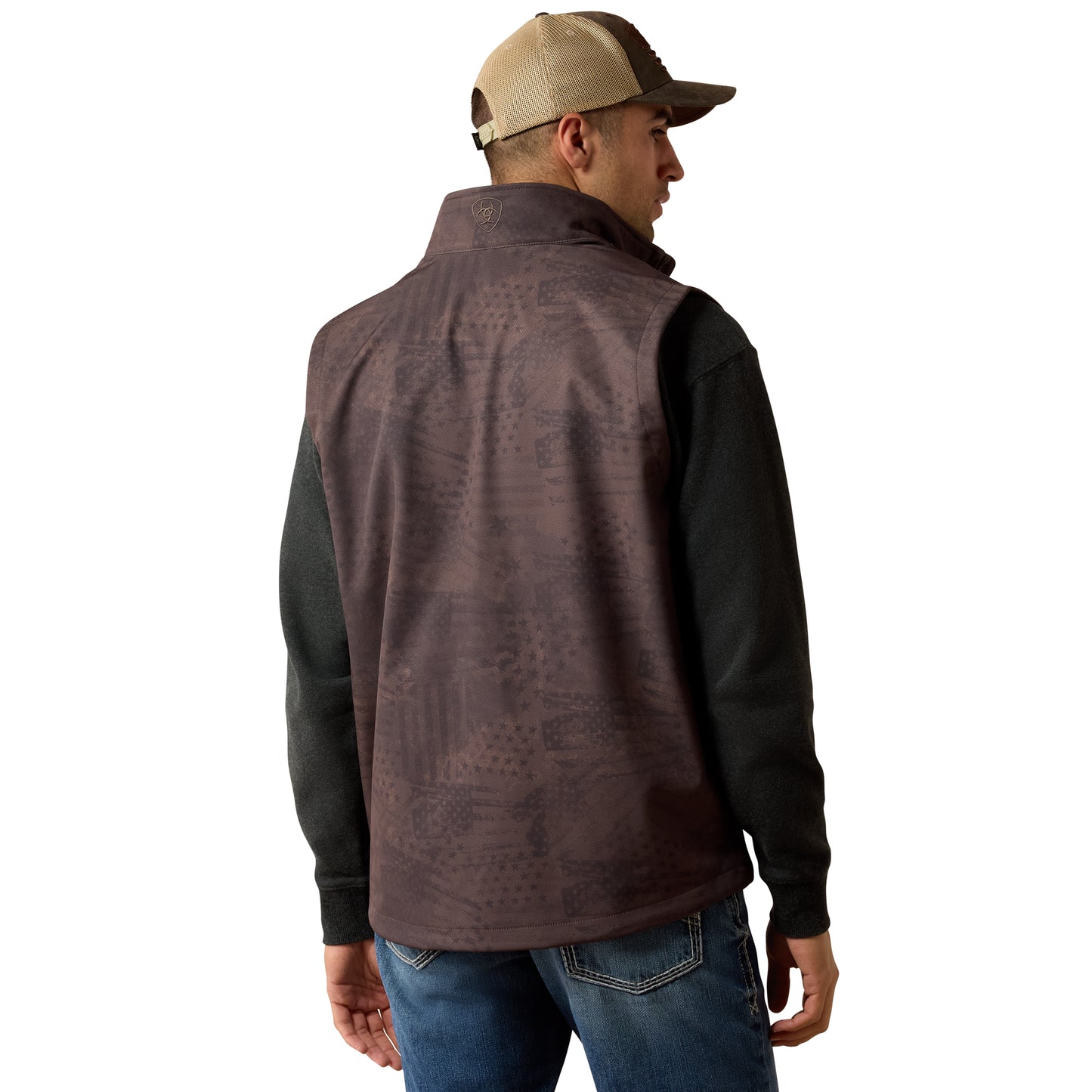 Ariat Men's Patriot Flag Brown Softshell Vest 10079521
