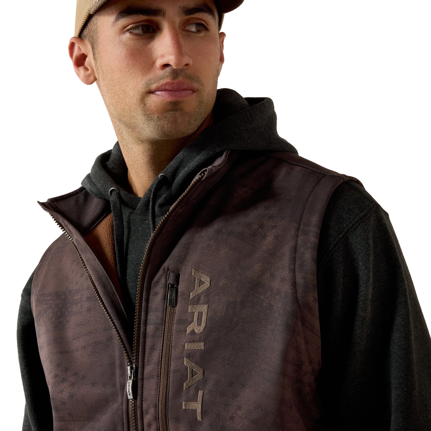 Ariat Men's Patriot Flag Brown Softshell Vest 10079521