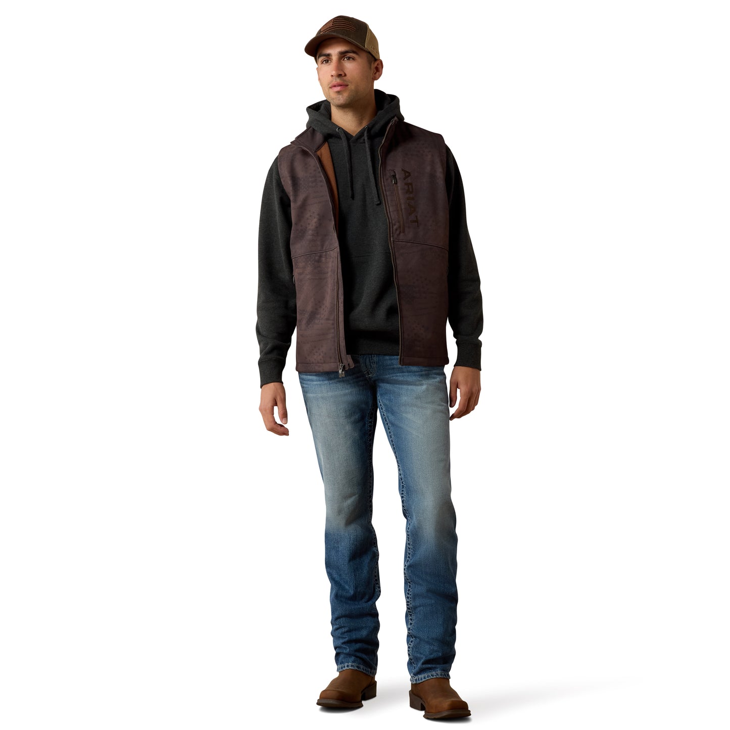 Ariat Men's Patriot Flag Brown Softshell Vest 10079521