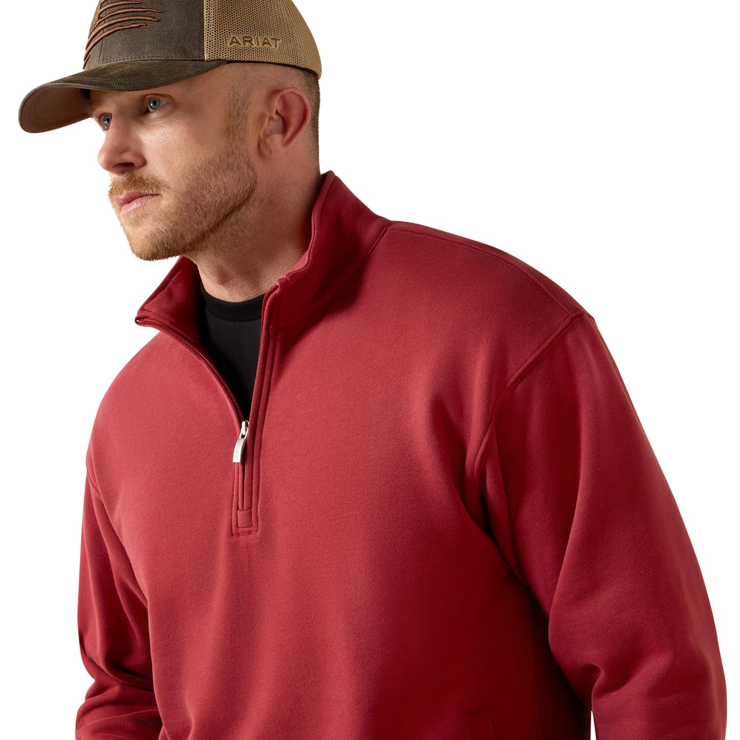 Ariat Men's Core 1/4 Zip Brick Red Sweatshirt 10079523