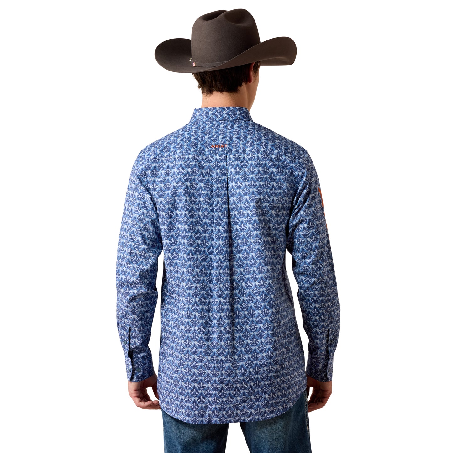 Ariat Men's Team Eric Blue Multi Ikat Print Fitted Shirt 10079535