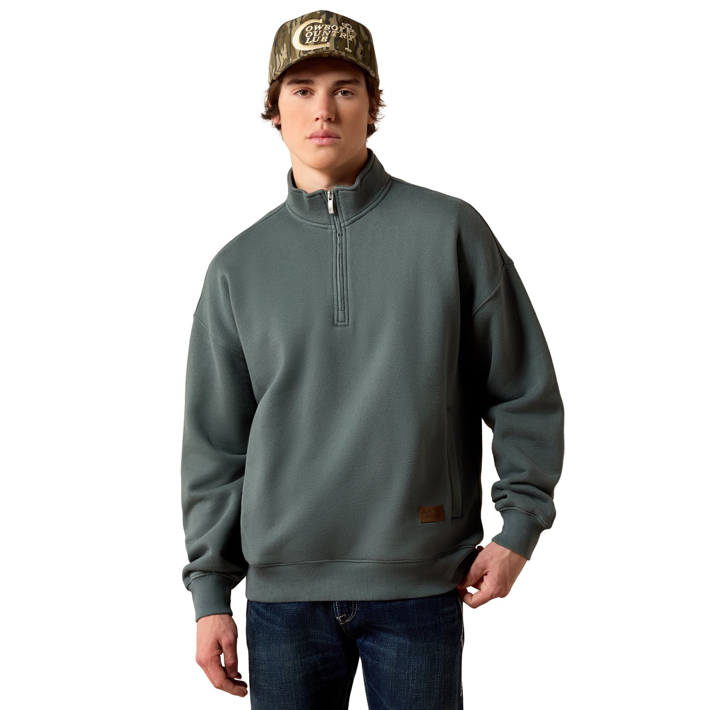 Ariat Men's ToughStock Washed 1/4 Zip Heavyweight Fleece Sweatshirt 10079538
