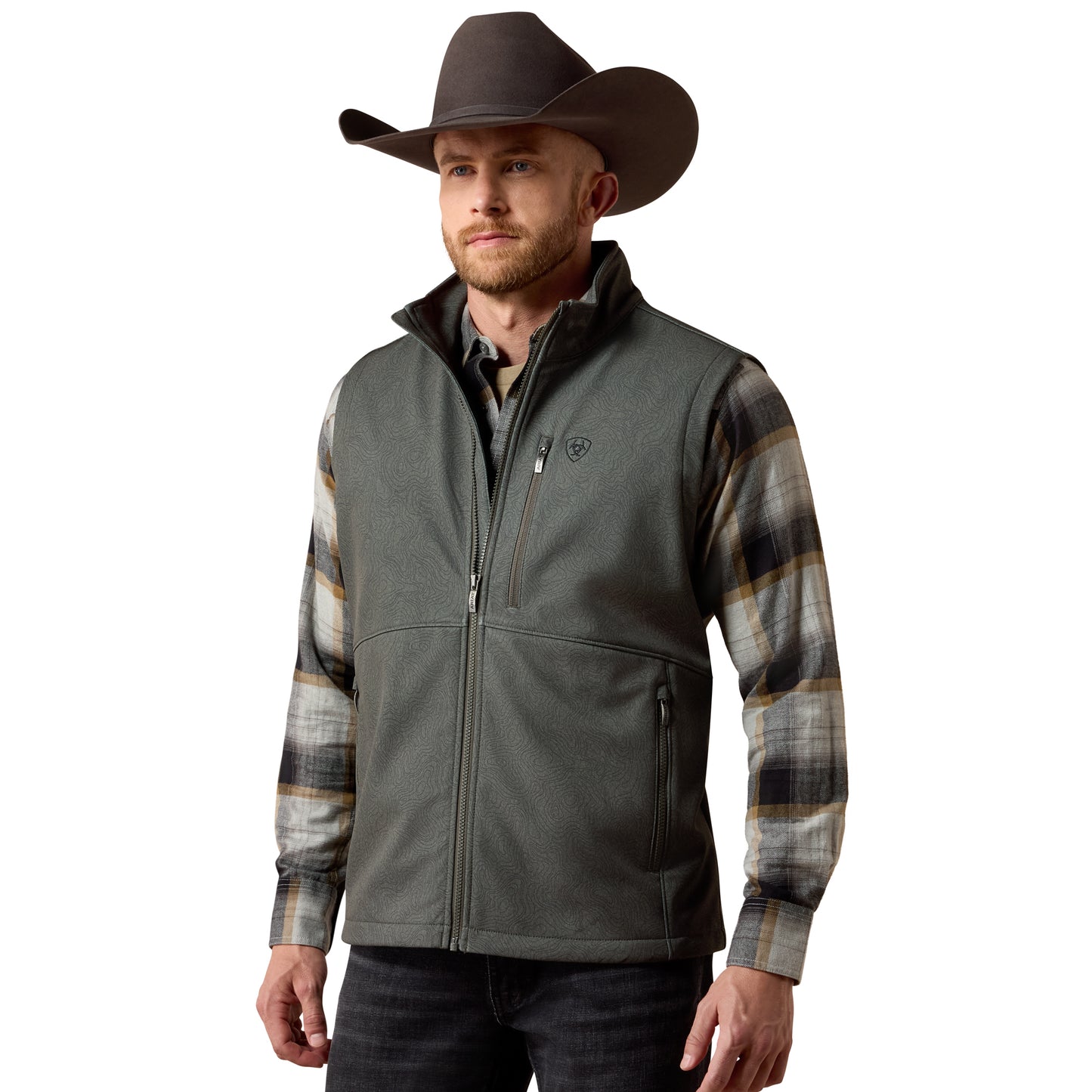 Ariat Men's Logo Beluga Grey Softshell Vest 10079578