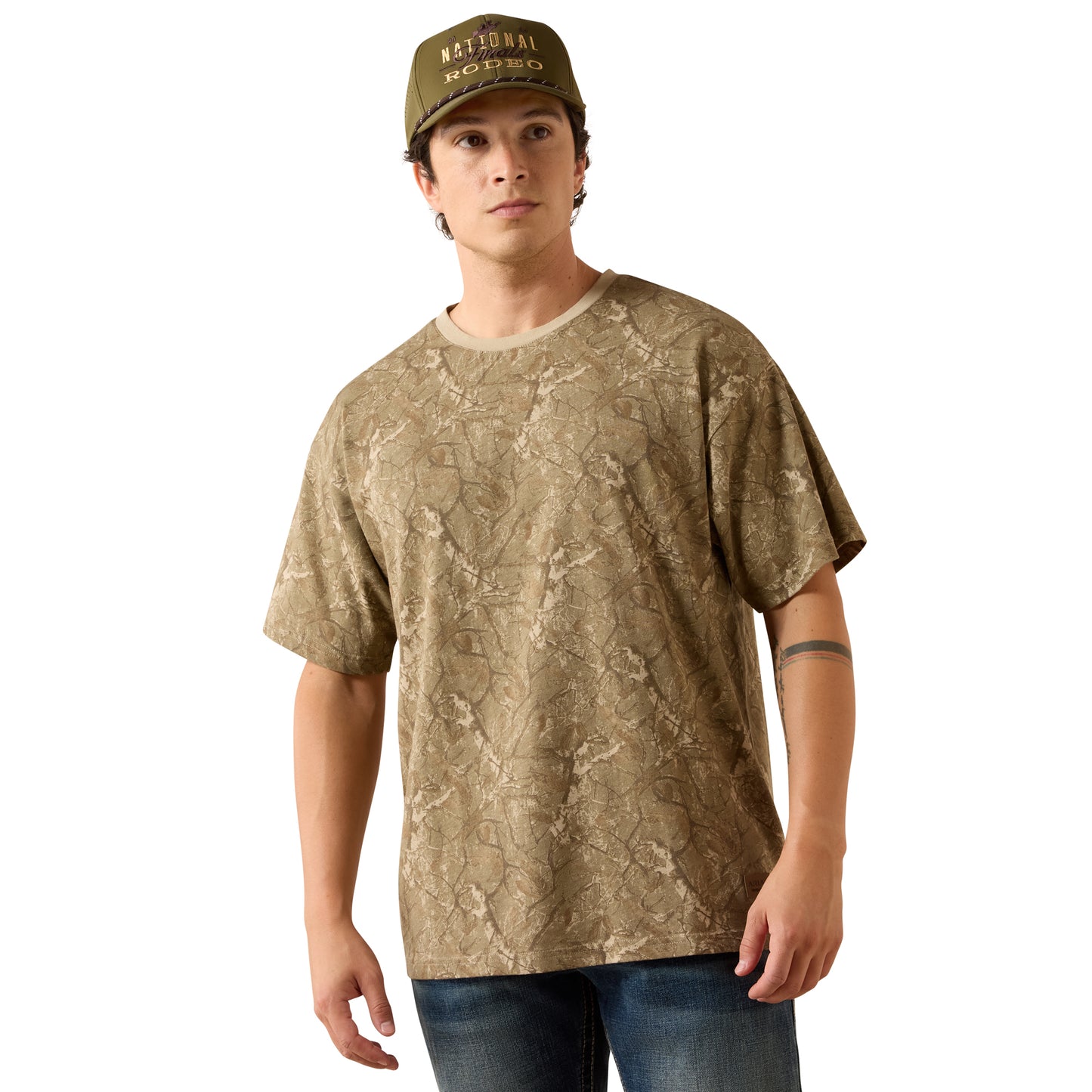 Ariat Men's All Over Print Beige Camo ToughStock Boxy T-Shirt 10079583