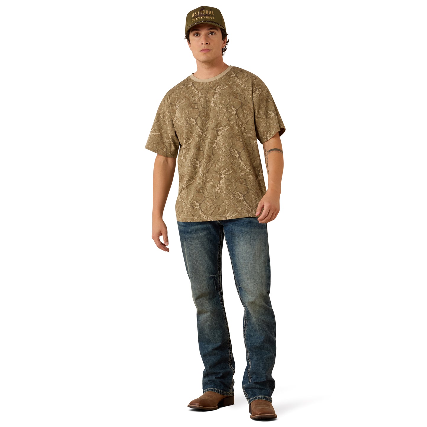 Ariat Men's All Over Print Beige Camo ToughStock Boxy T-Shirt 10079583