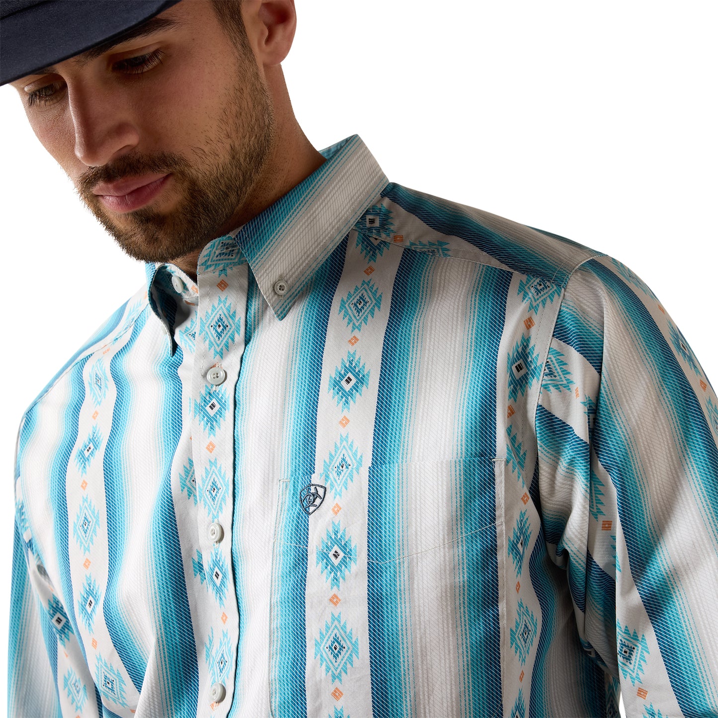 Ariat Men's Powers Grey Multi Serape Striped Classic Fit Shirt 10079602