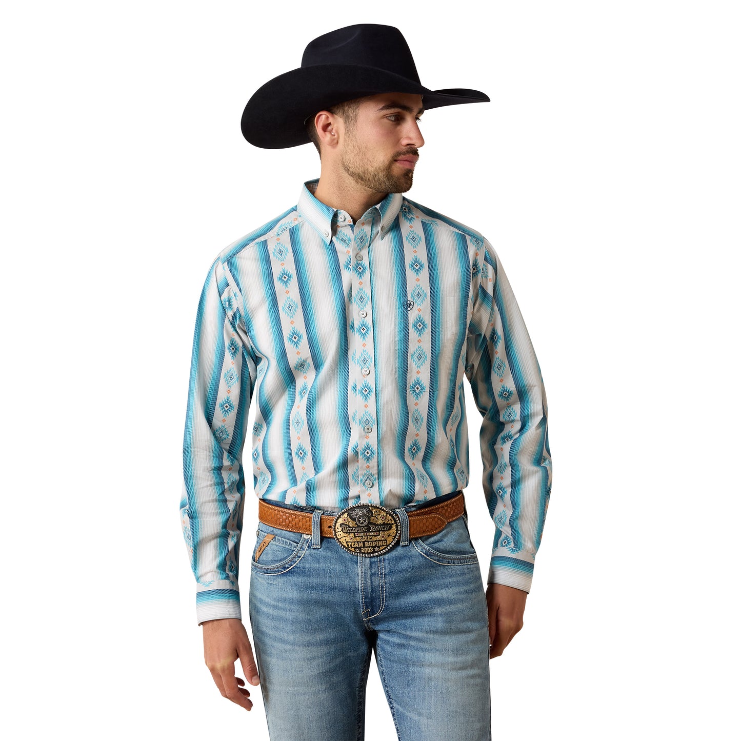 Ariat Men's Powers Grey Multi Serape Striped Classic Fit Shirt 10079602