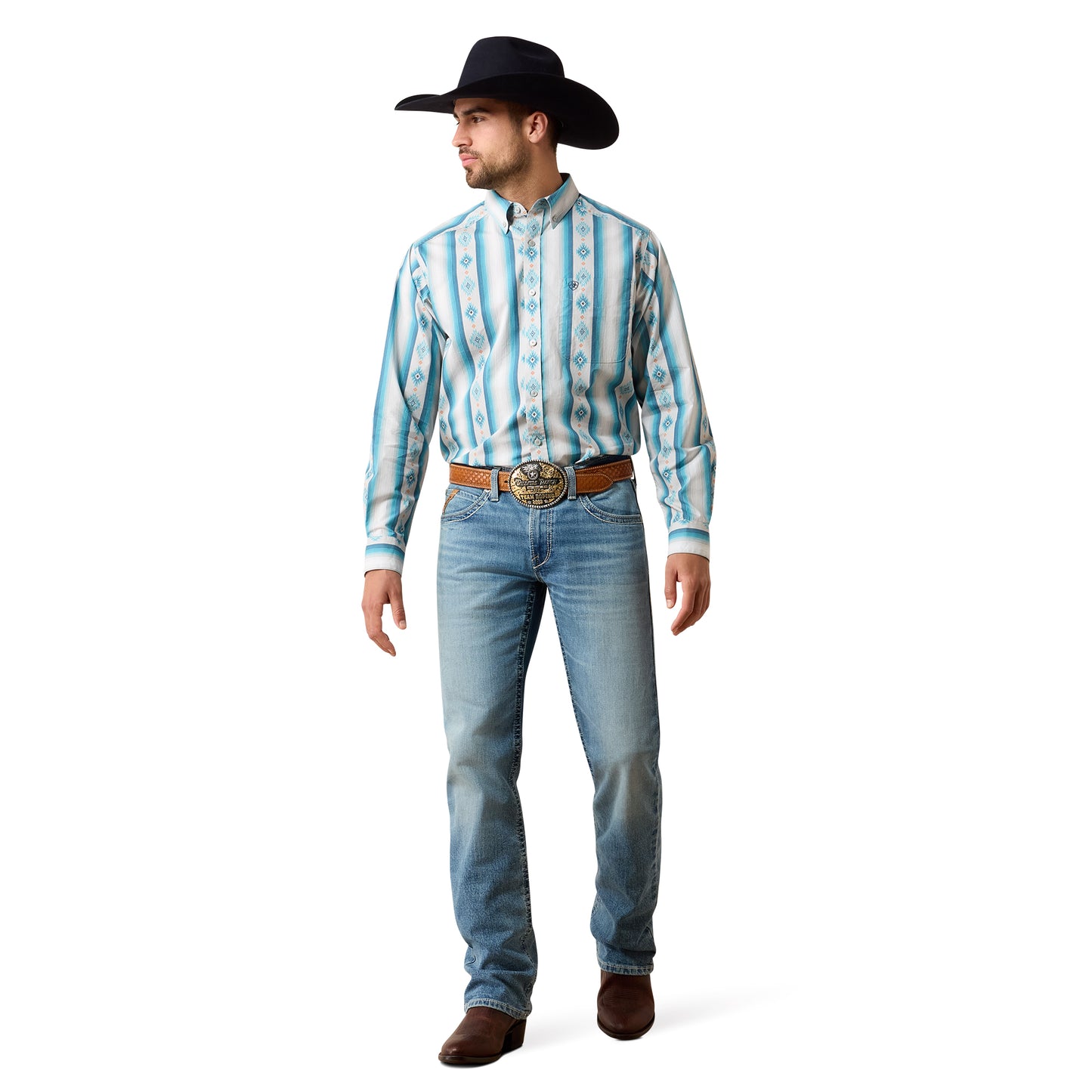 Ariat Men's Powers Grey Multi Serape Striped Classic Fit Shirt 10079602