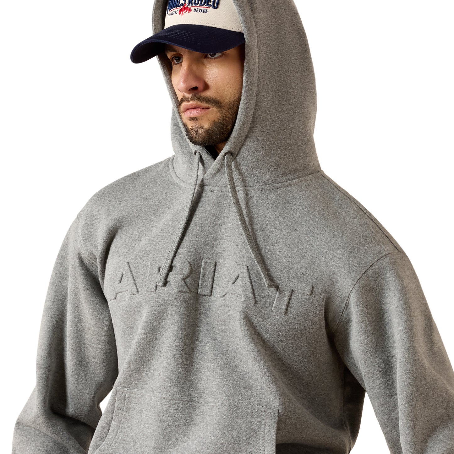 Ariat Men's Grey Heather Embossed Logo Hoodie 10079605