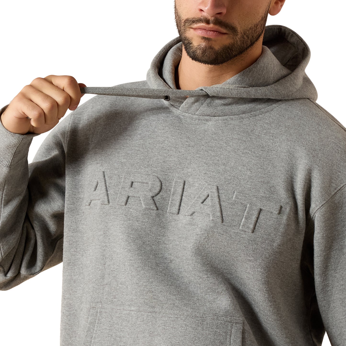 Ariat Men's Grey Heather Embossed Logo Hoodie 10079605
