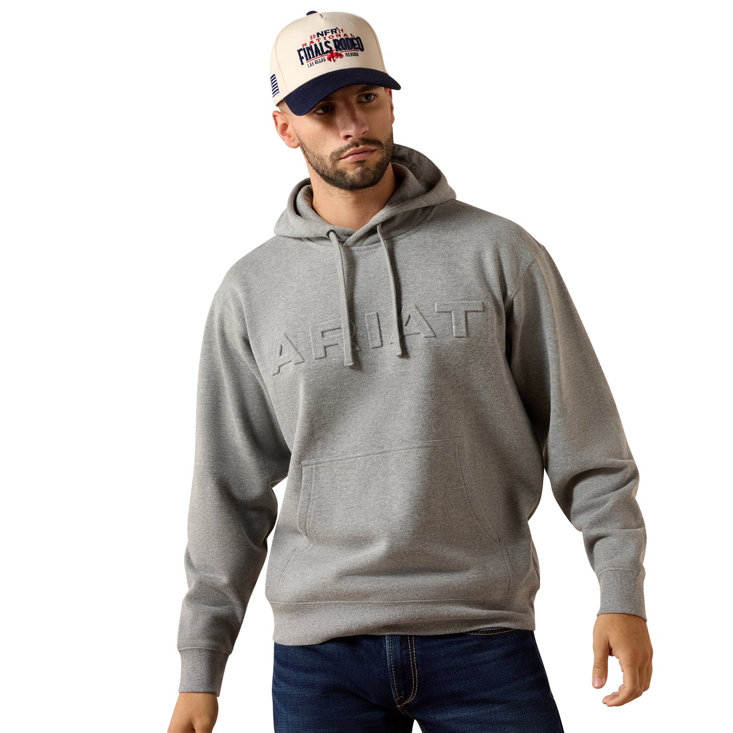 Ariat Men's Grey Heather Embossed Logo Hoodie 10079605