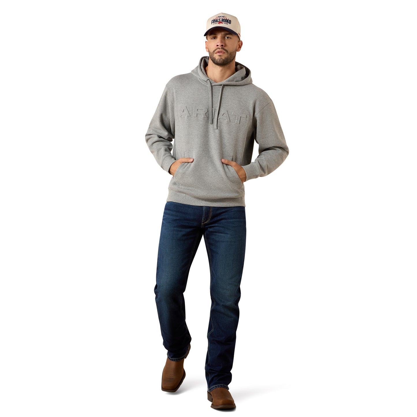 Ariat Men's Grey Heather Embossed Logo Hoodie 10079605