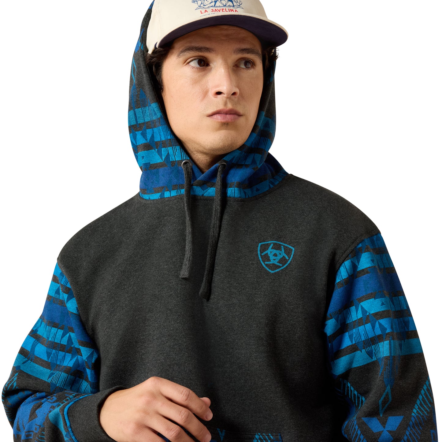 Ariat Men's Charcoal Heather Southwest PRI Color Block Hoodie 10079636