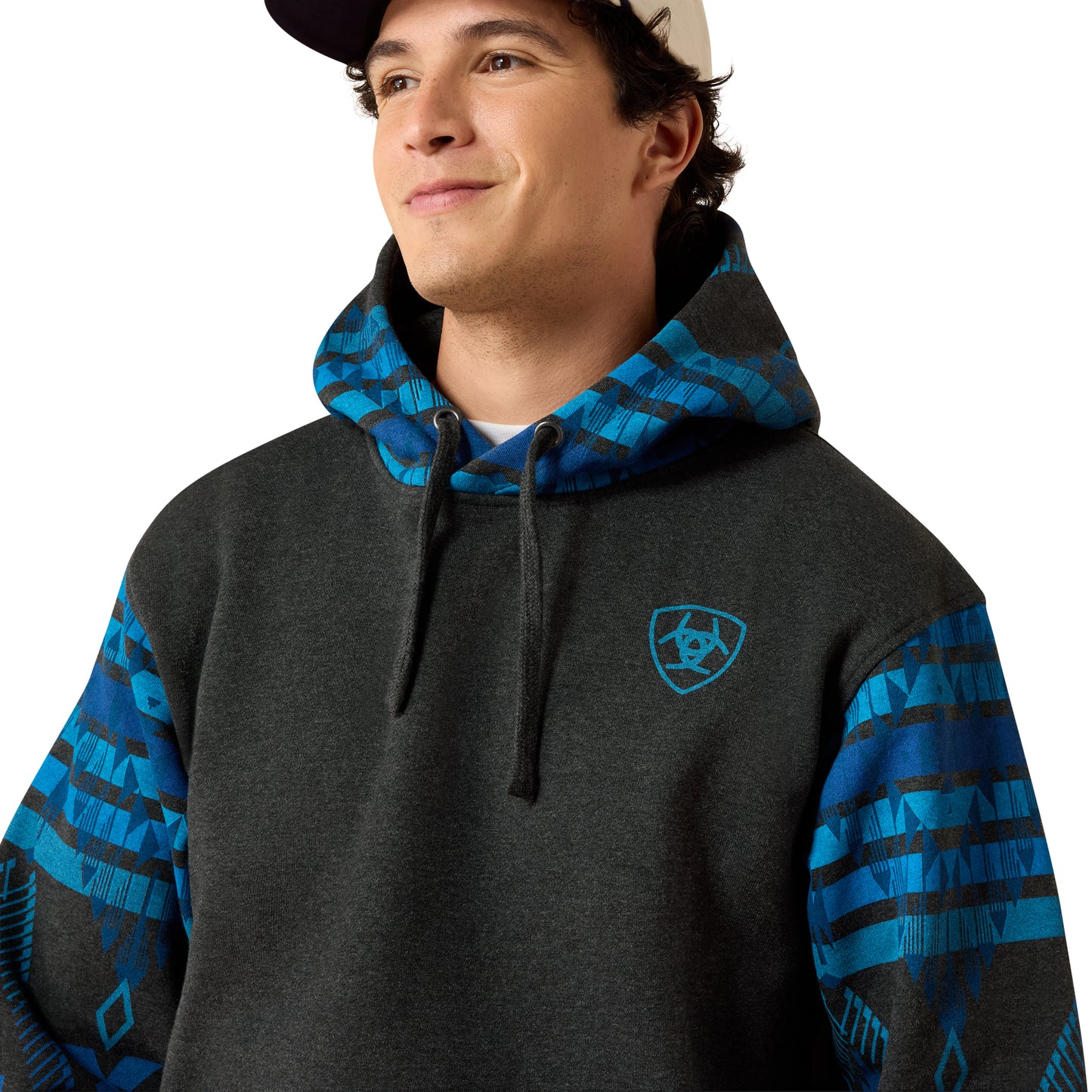Ariat Men's Charcoal Heather Southwest PRI Color Block Hoodie 10079636