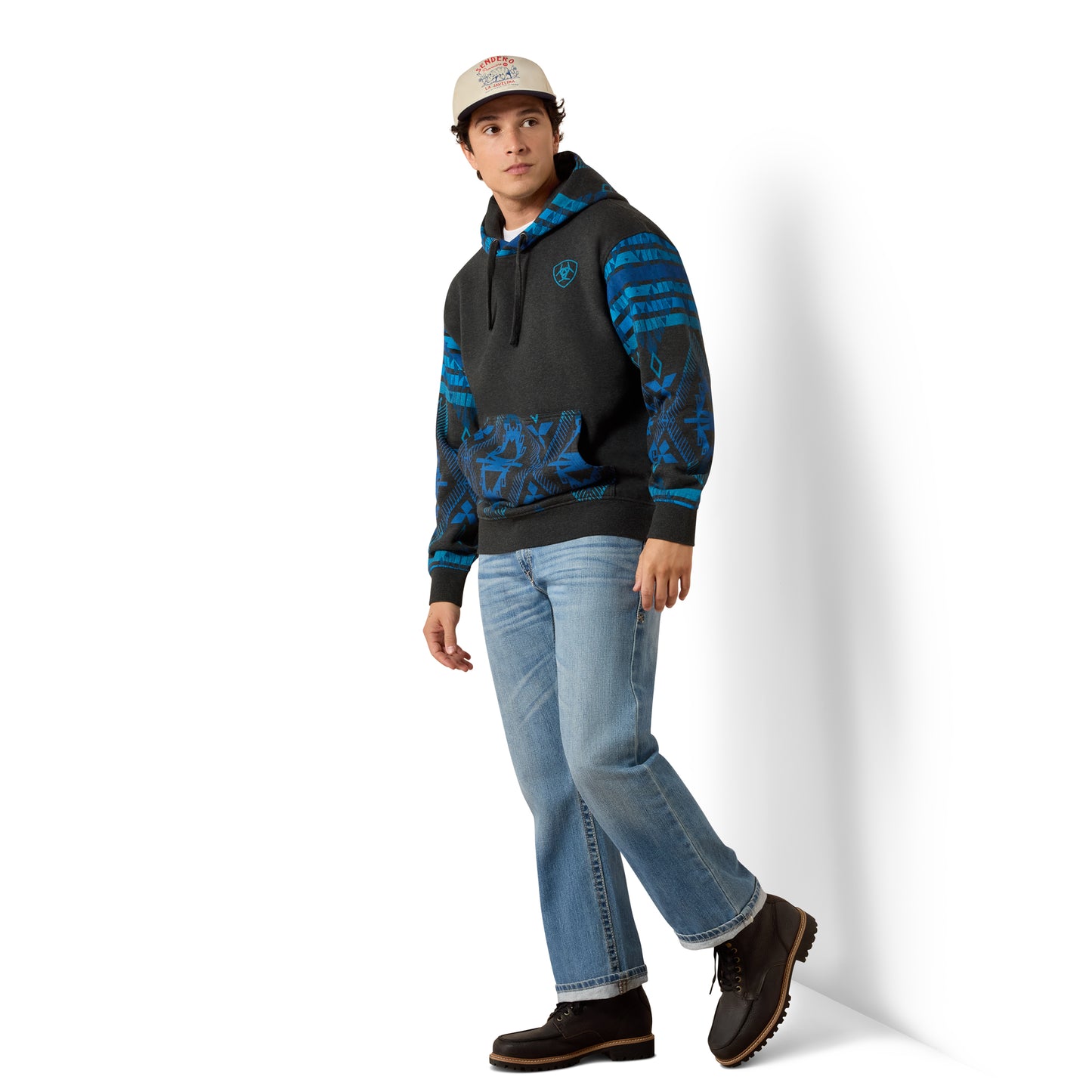 Ariat Men's Charcoal Heather Southwest PRI Color Block Hoodie 10079636