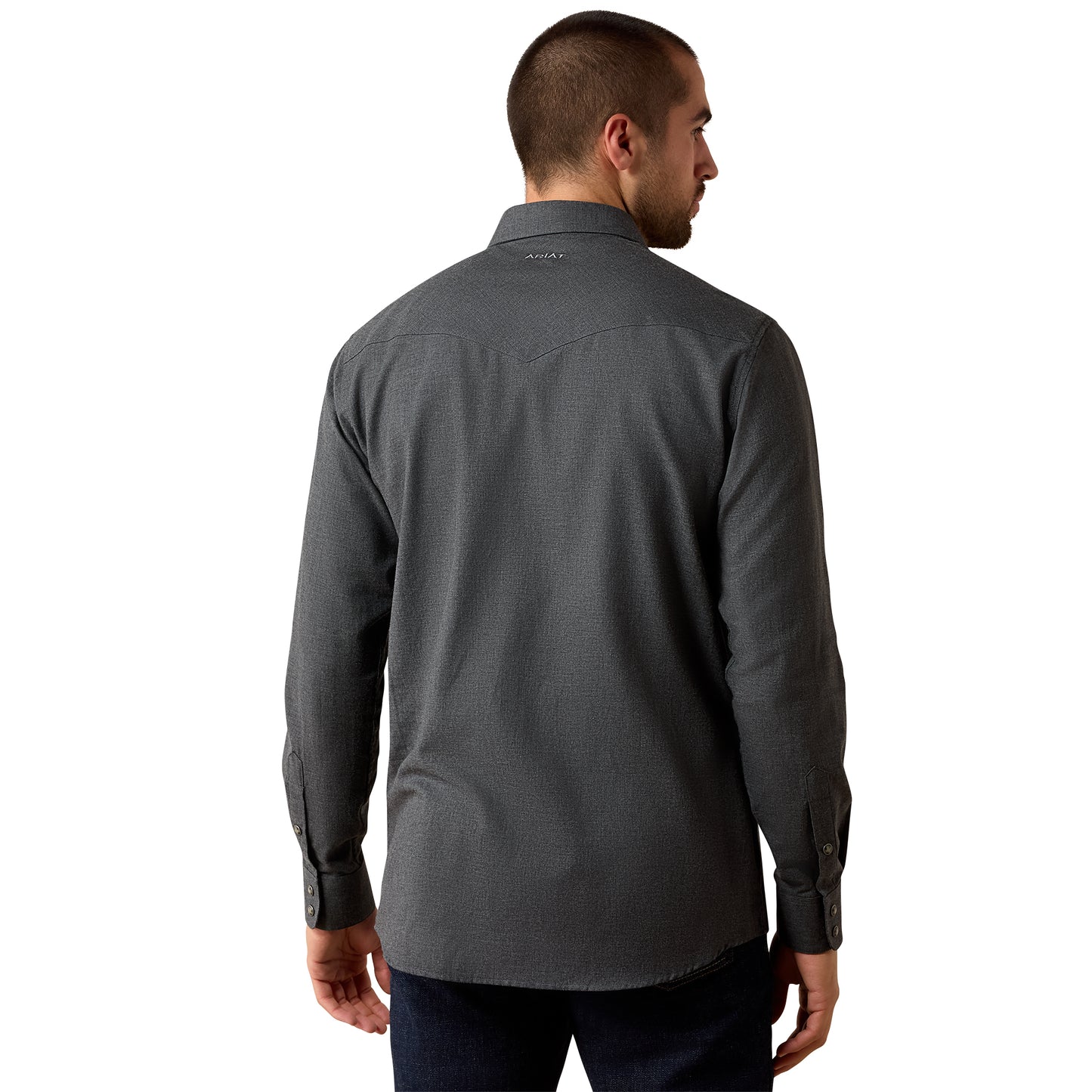 Ariat Men's Solid Twill Charcoal Heather Fitted Shirt 10079640