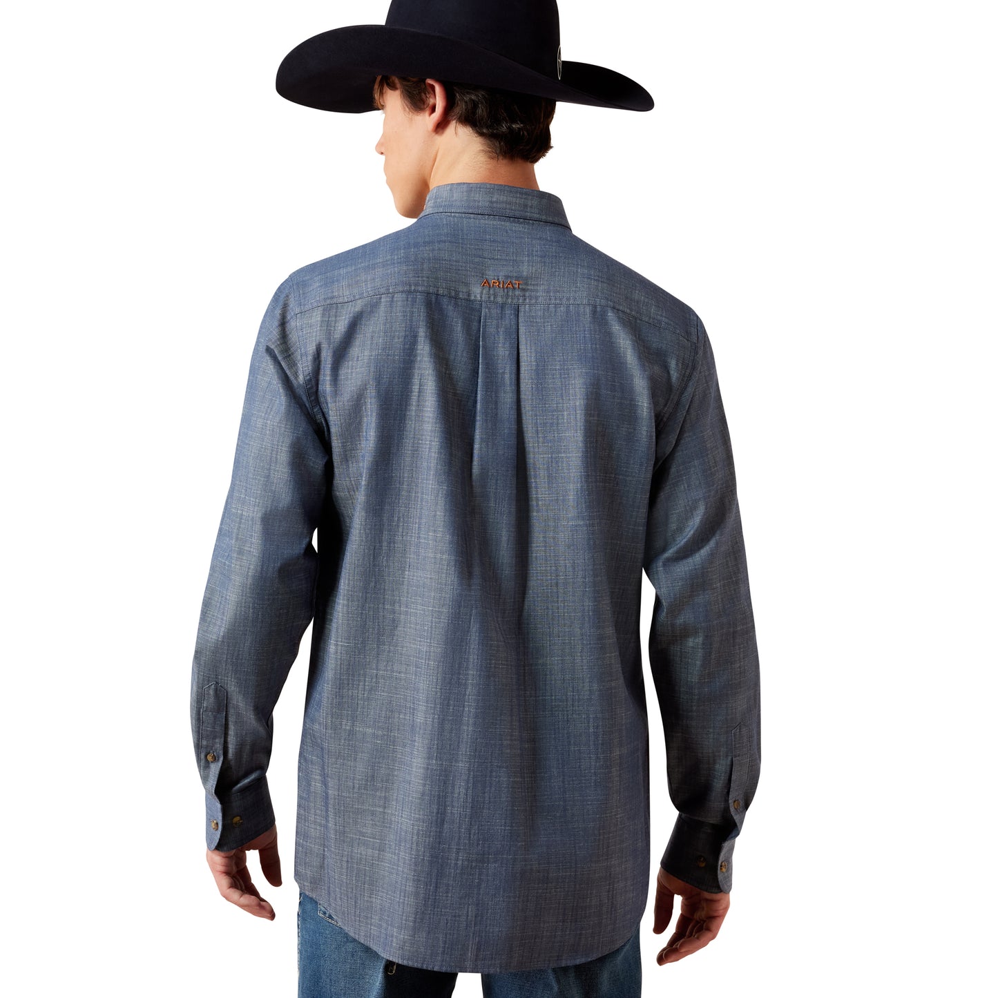 Ariat Men's Team Logo Twill Chambray Blue Fitted Shirt 10079641