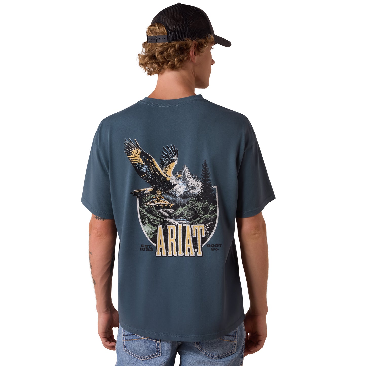 Ariat Men's Apex Freedom Eagle Dark Slate ToughStock Boxy T-Shirt 10079645