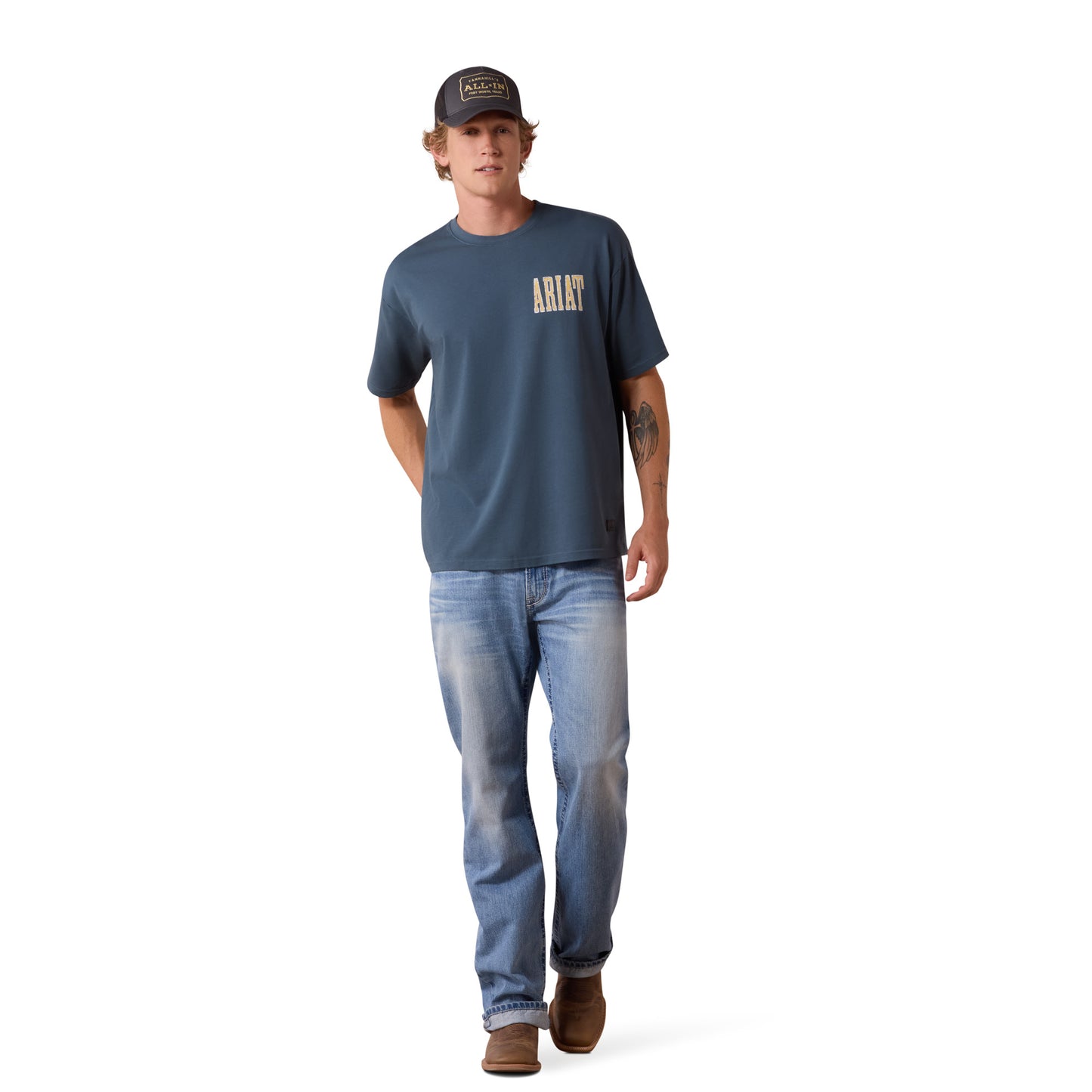 Ariat Men's Apex Freedom Eagle Dark Slate ToughStock Boxy T-Shirt 10079645