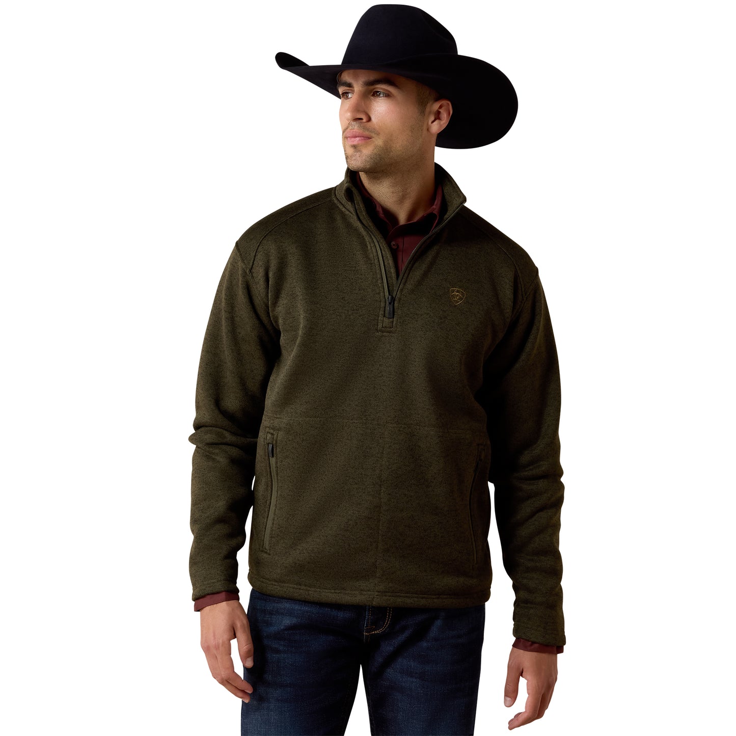Ariat Men's Caldwall 1/4 Zip Dark Green Sweater 10079650