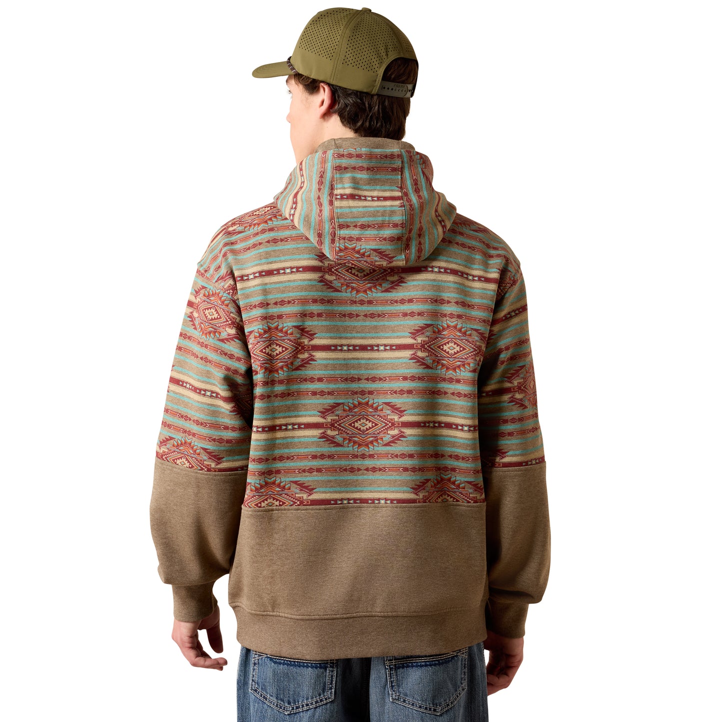Ariat Men's Dark Brindle Heather Southwest Color Block Hoodie 10079653