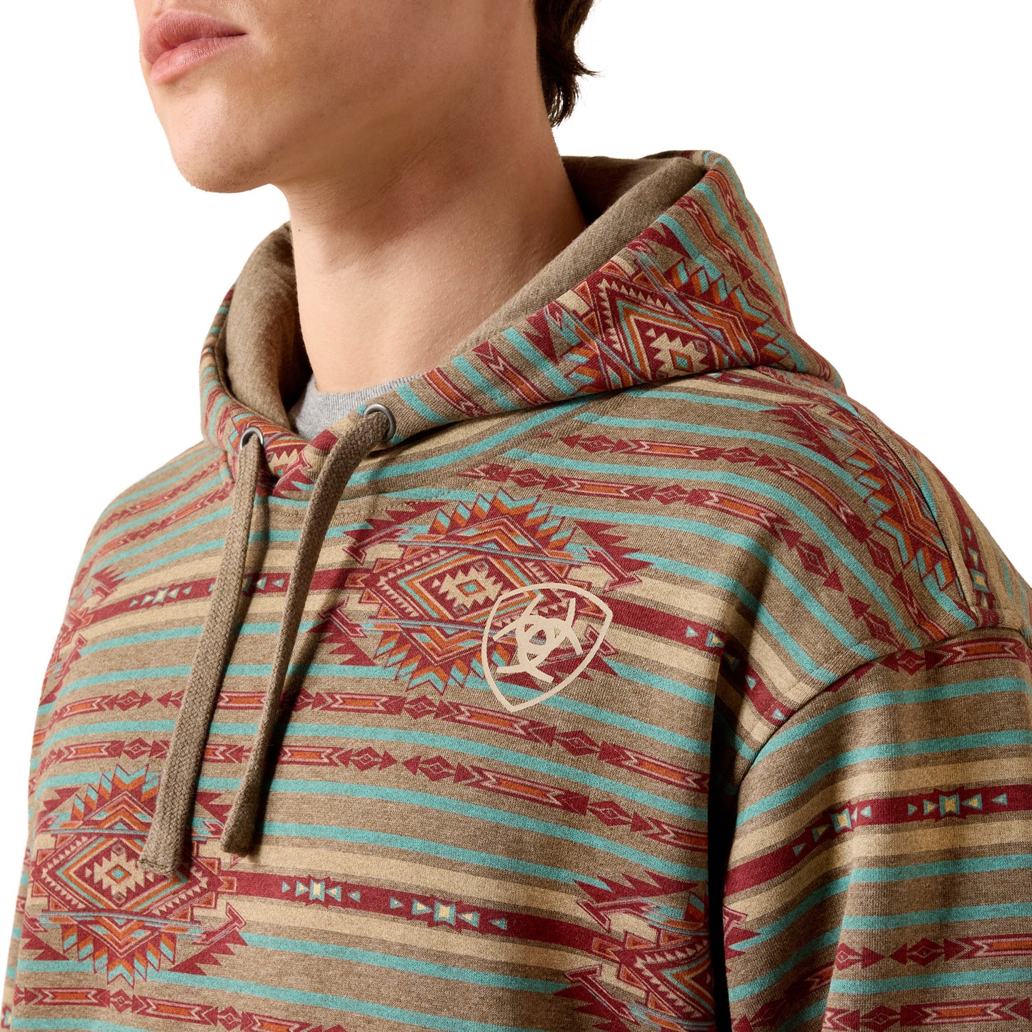 Ariat Men's Dark Brindle Heather Southwest Color Block Hoodie 10079653