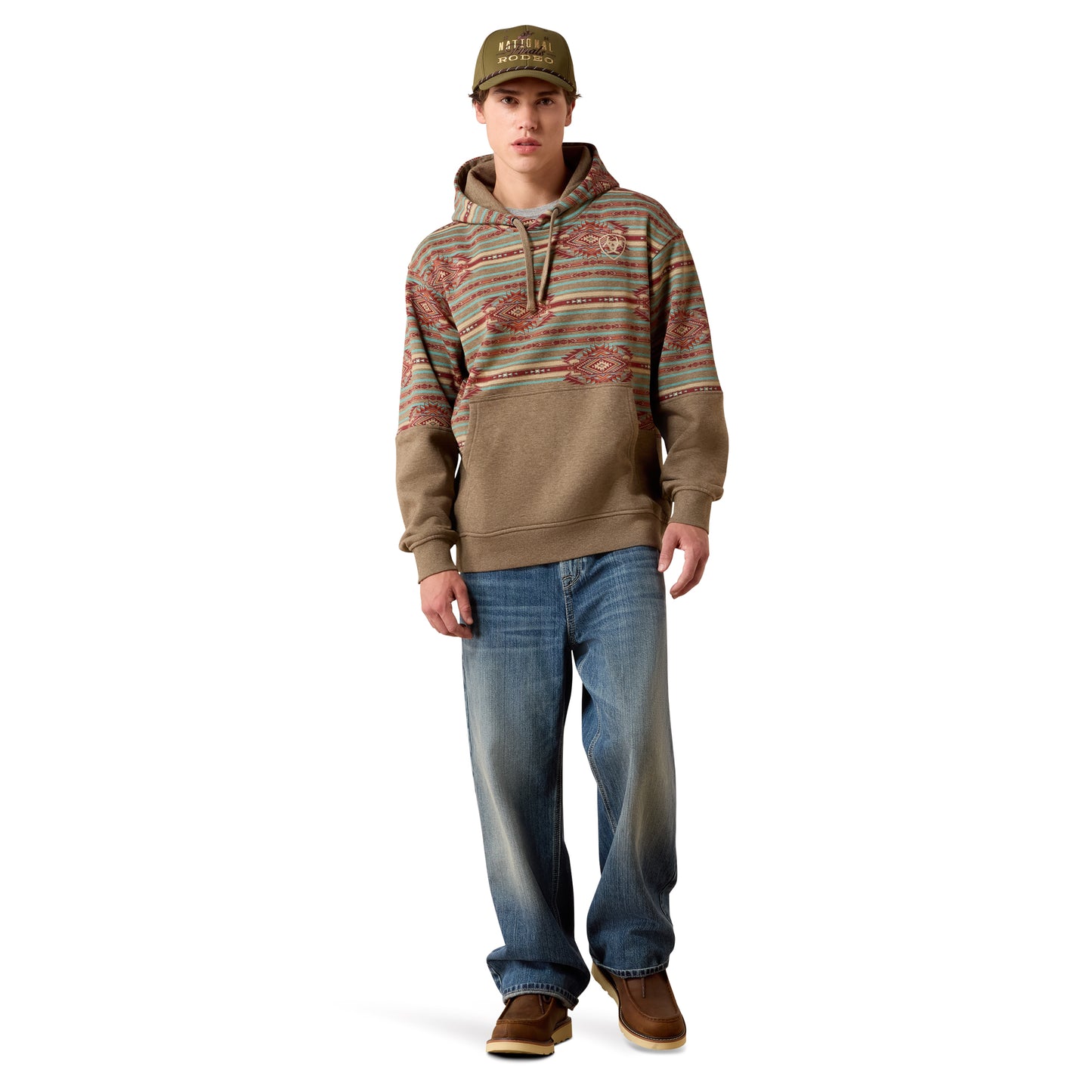 Ariat Men's Dark Brindle Heather Southwest Color Block Hoodie 10079653