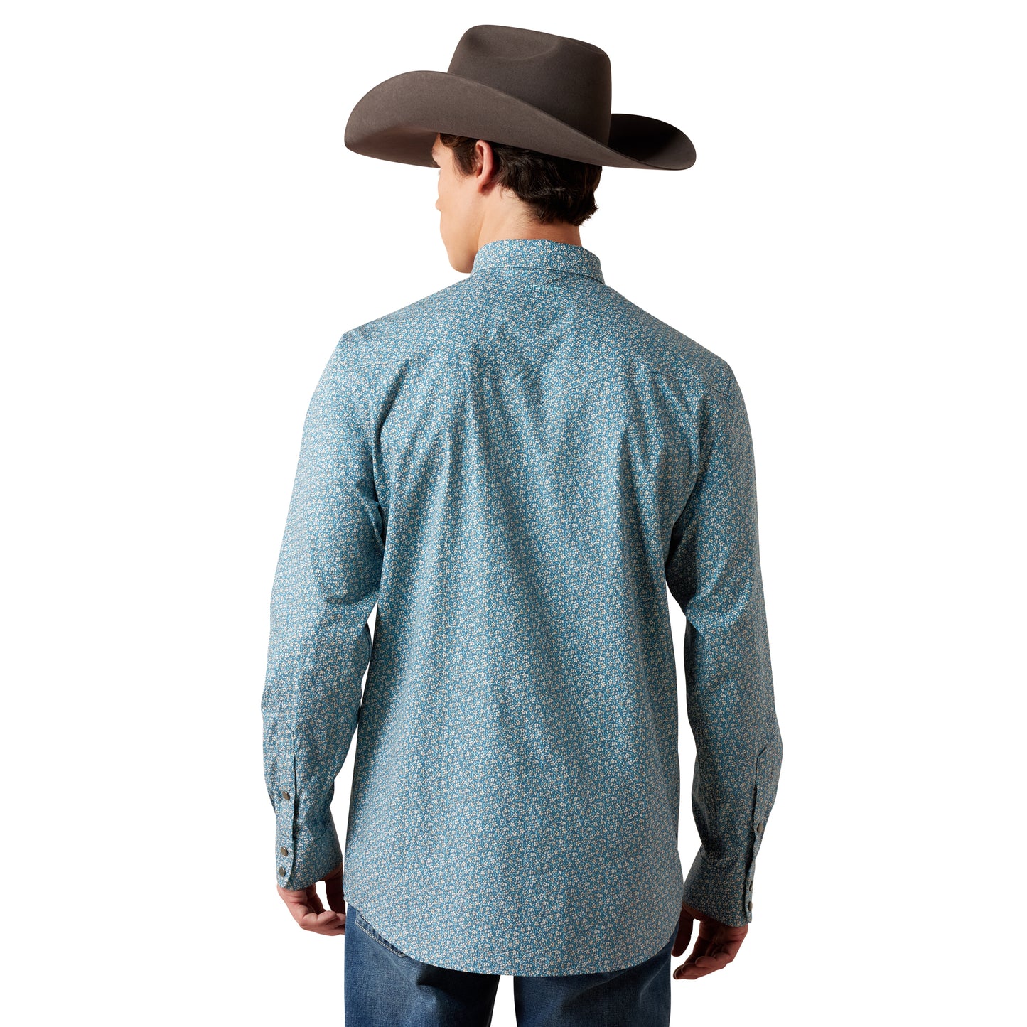 Ariat Men's Wrinkle Free Bram Corsair Blue Floral Fitted Snap Shirt 10079659