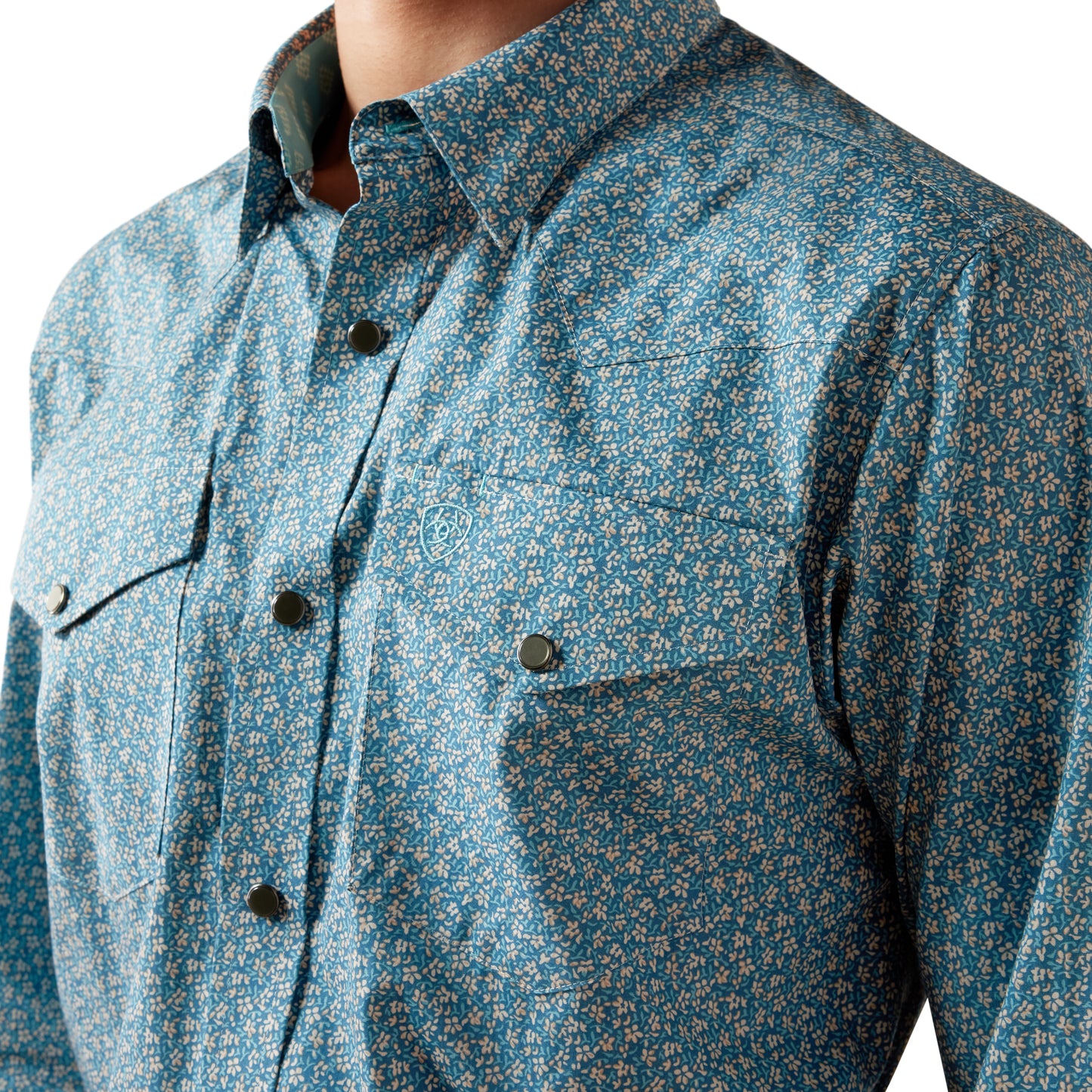 Ariat Men's Wrinkle Free Bram Corsair Blue Floral Fitted Snap Shirt 10079659