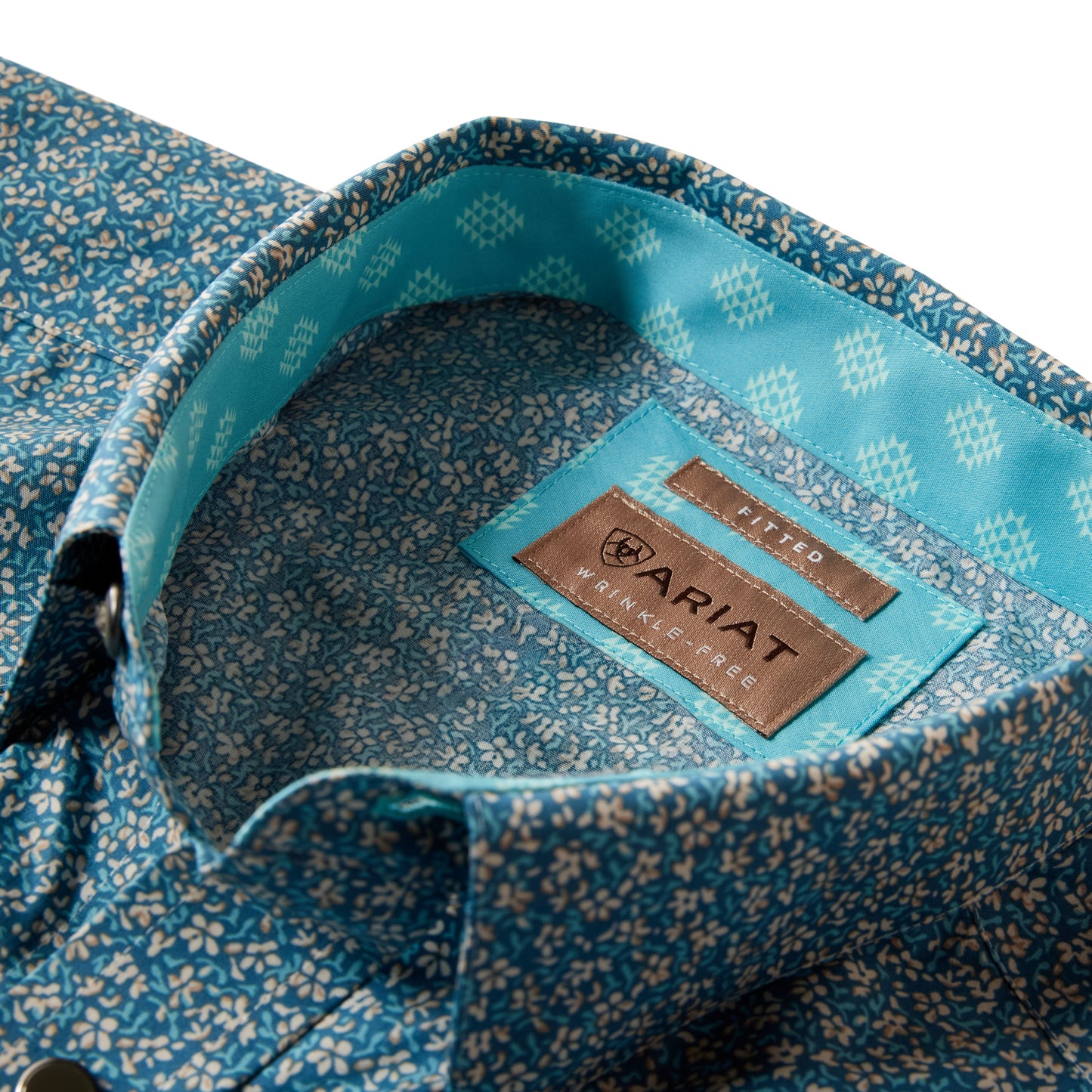 Ariat Men's Wrinkle Free Bram Corsair Blue Floral Fitted Snap Shirt 10079659