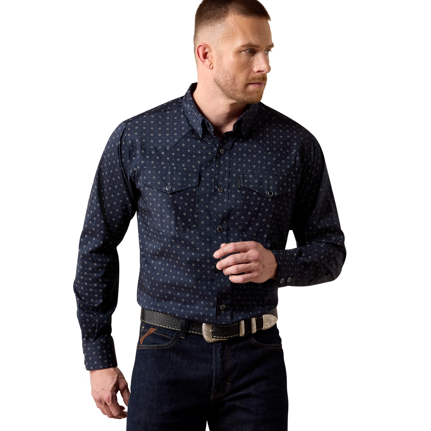 Ariat Men's Everything Night Sky Geo Print Classic Fit Snap Shirt 10079752