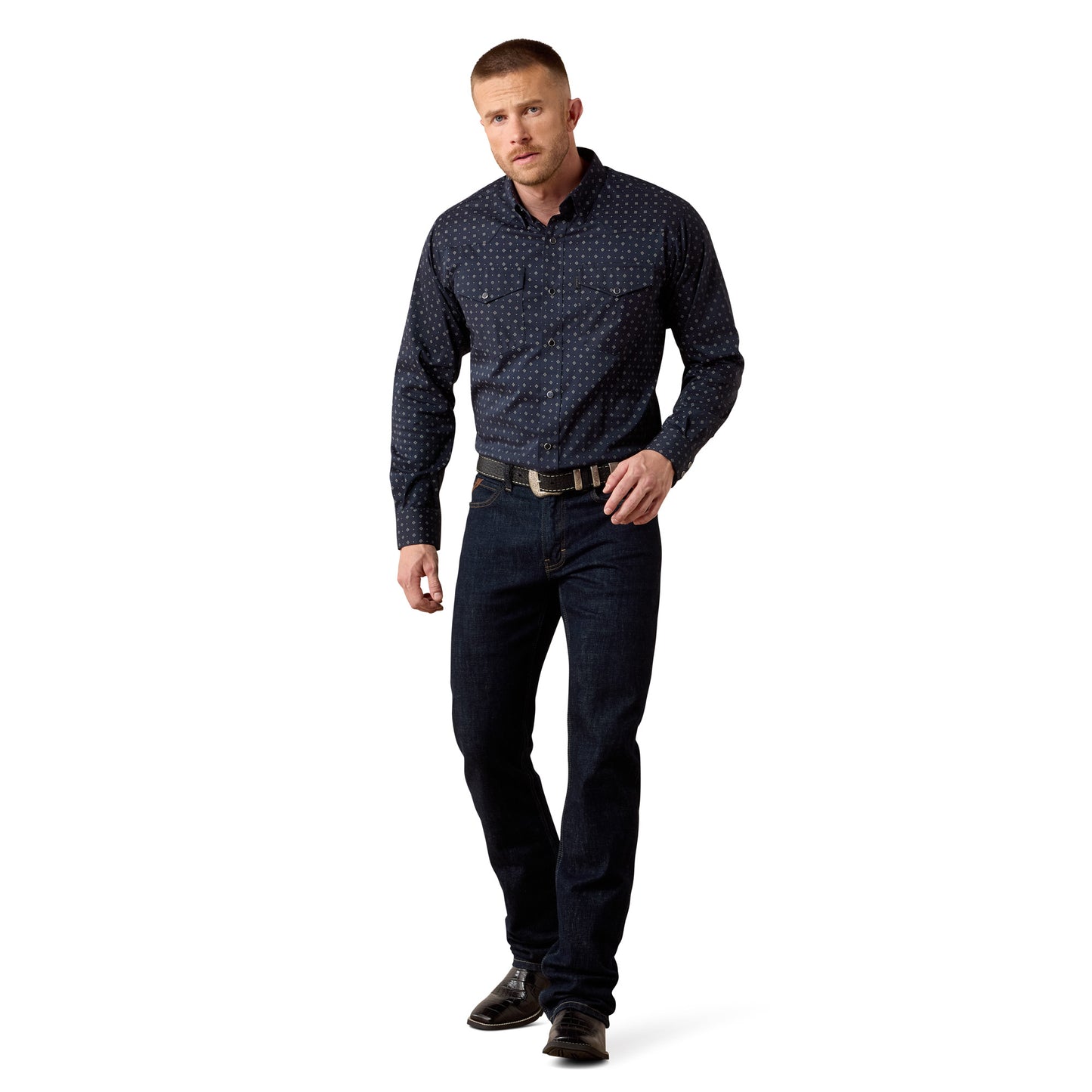 Ariat Men's Everything Night Sky Geo Print Classic Fit Snap Shirt 10079752