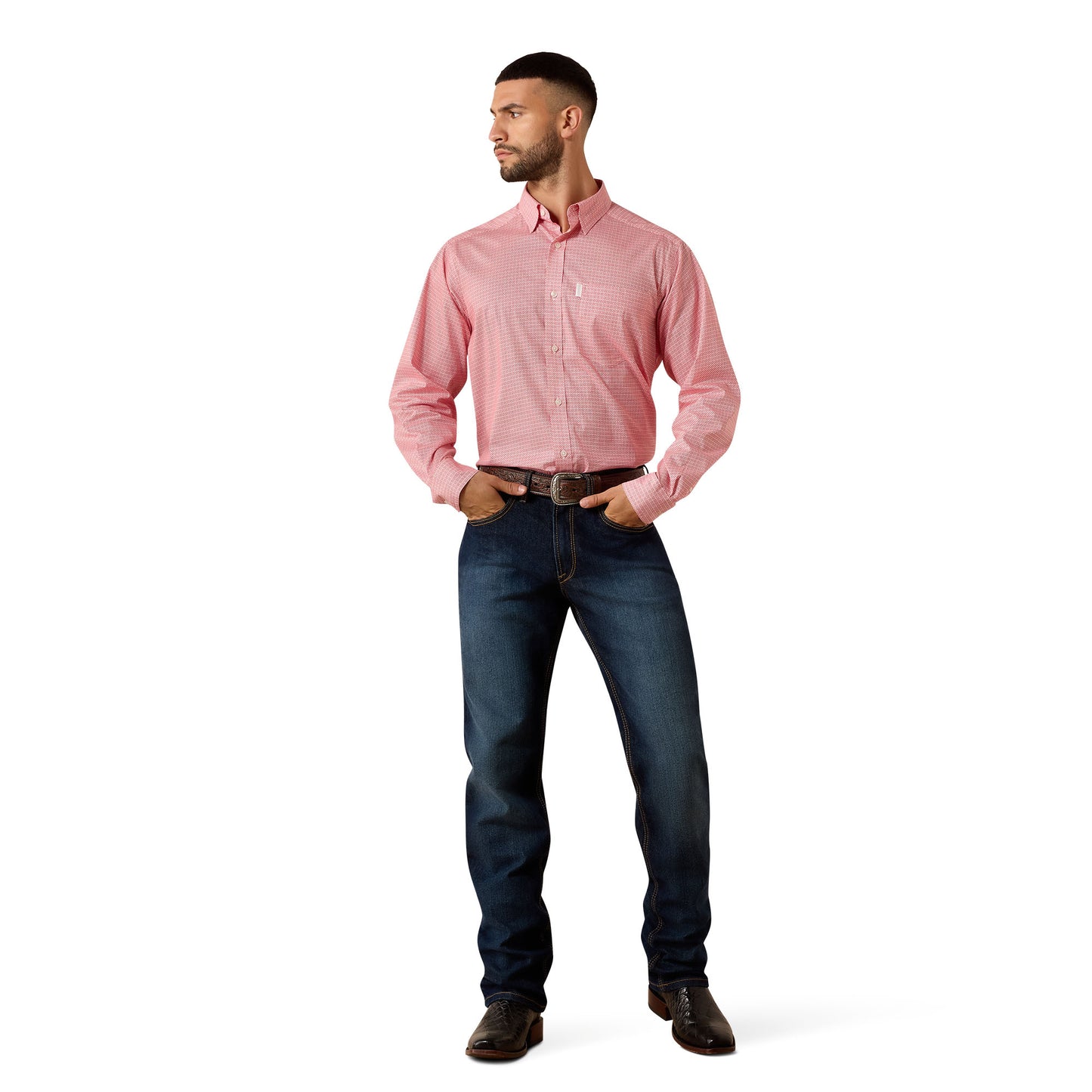 Ariat Men's Everything White Scarlet Geo Print Classic Fit Shirt 10079768